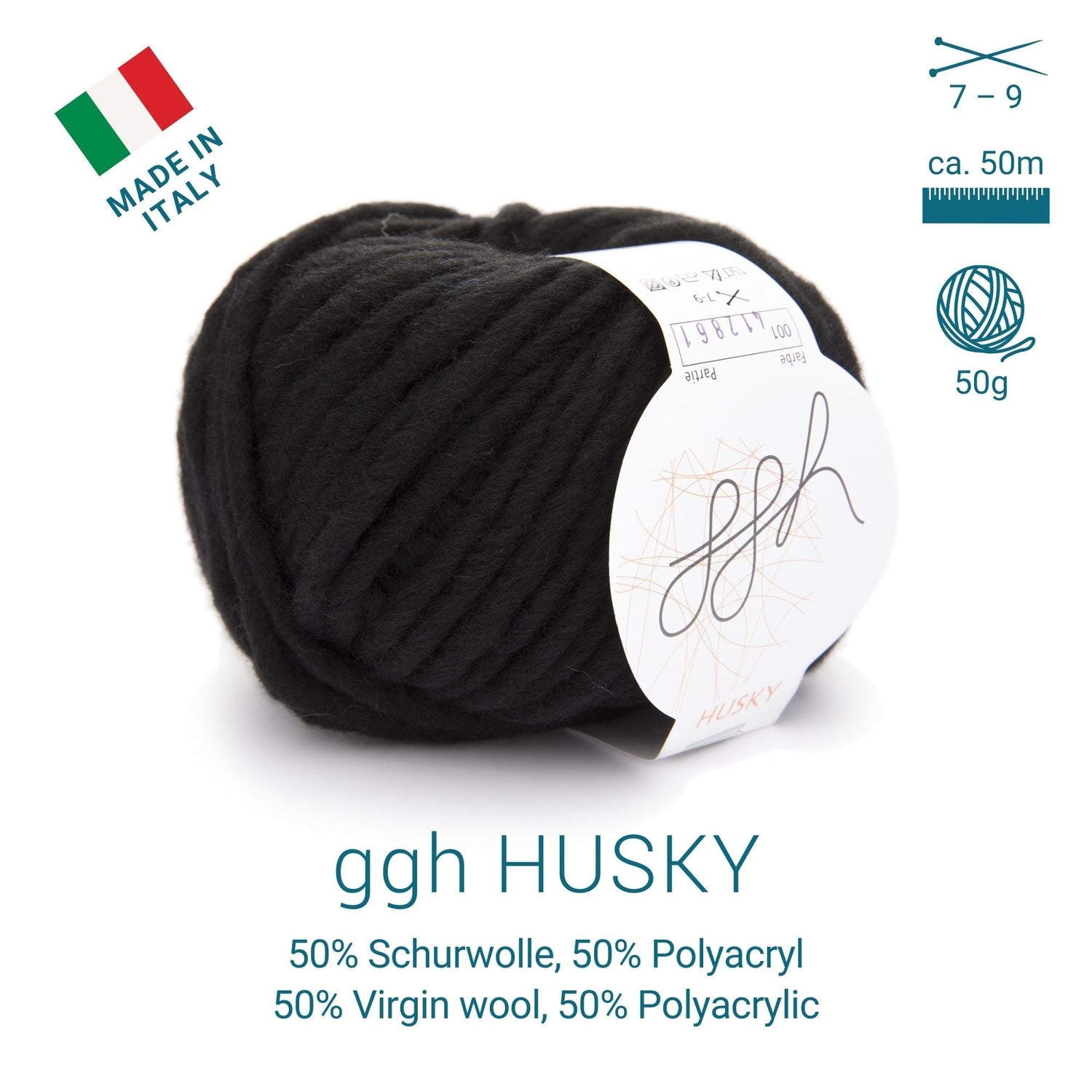 ggh Husky Box | 300g Set (6x50g) – 001 – Schwarz - ggh Wolle