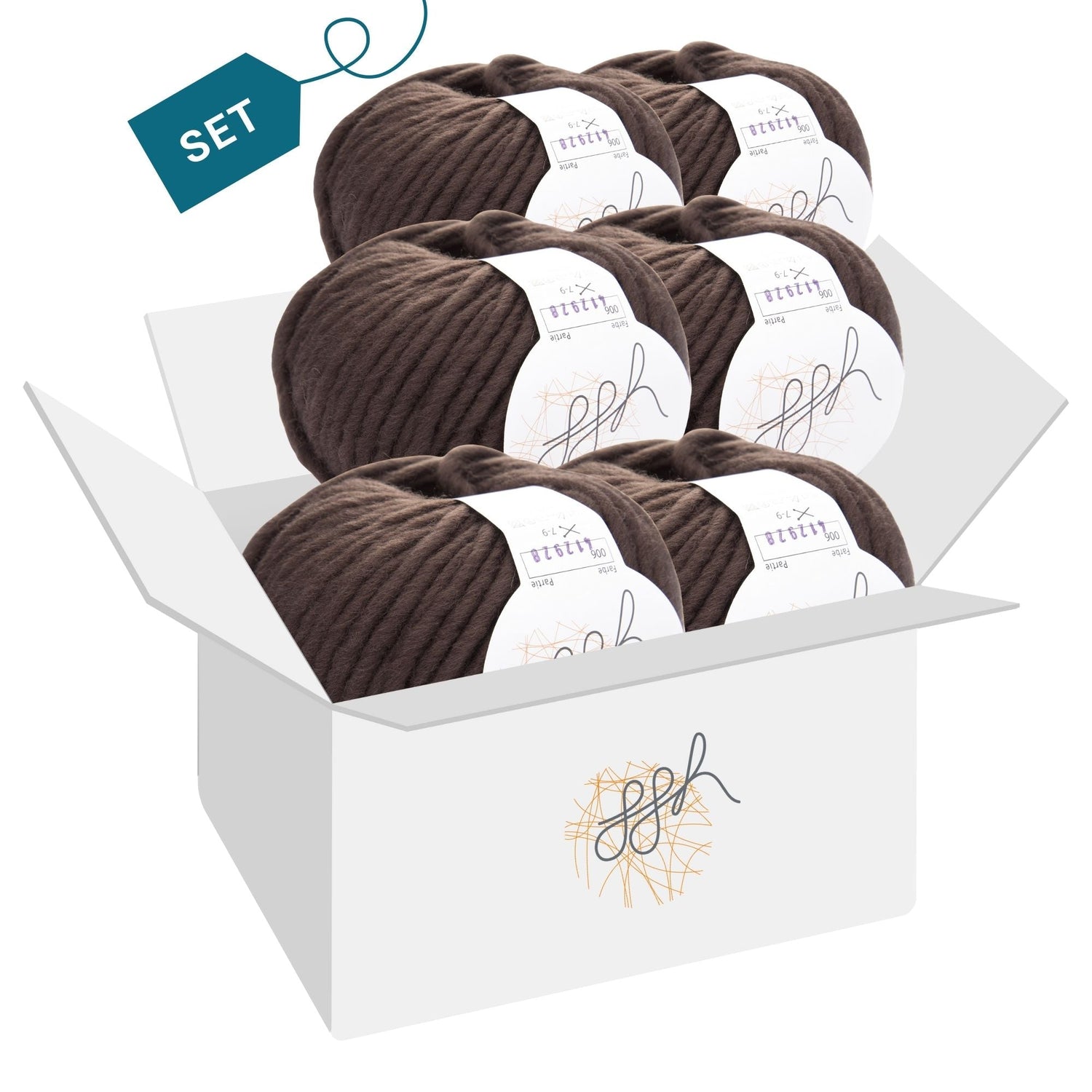 ggh Husky Box | 300g Set (6x50g) – 006 – Schokolade - ggh Wolle