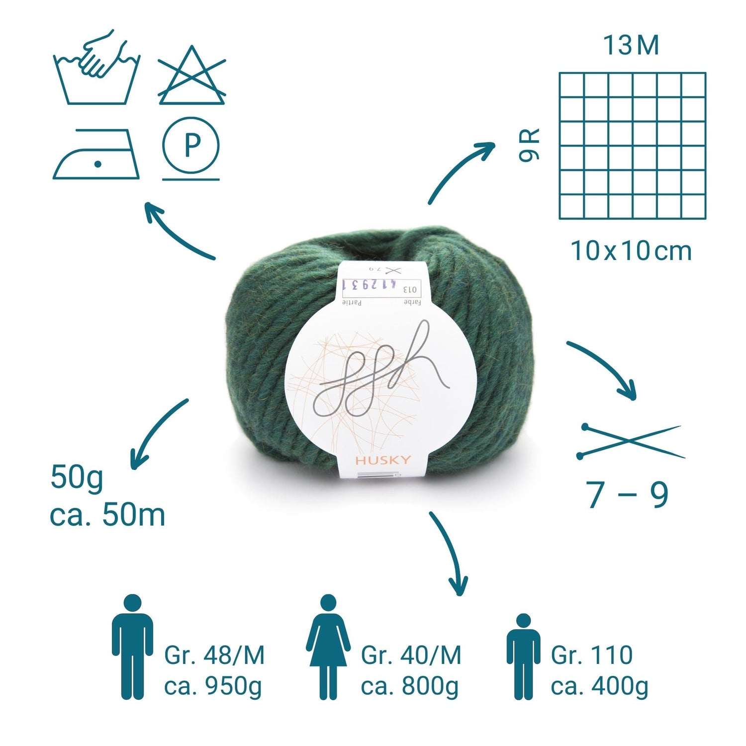 ggh Husky Box | 300g Set (6x50g) – 013 – Nordseegrün - ggh Wolle