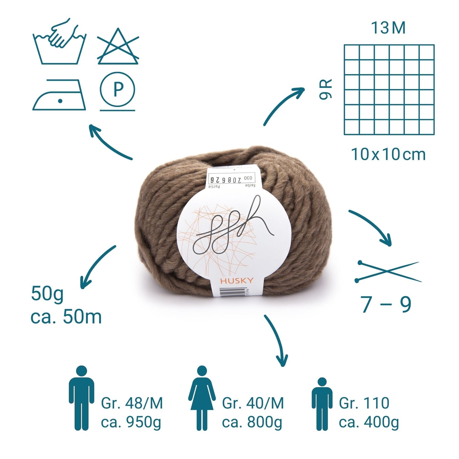 ggh Husky Box | 300g Set (6x50g) – 030 – Lederbraun - ggh Wolle