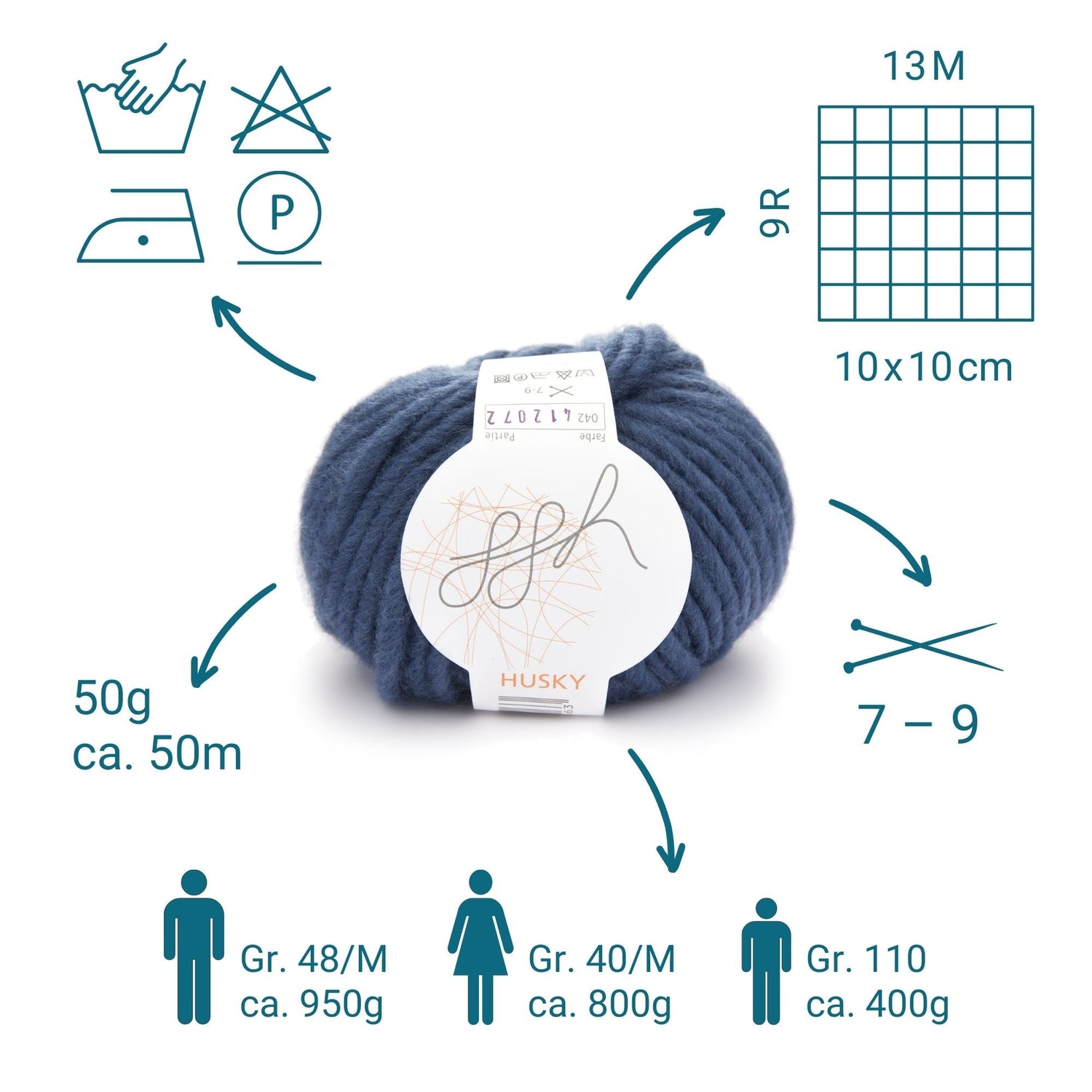 ggh Husky Box | 300g Set (6x50g) – 042 – Ozeanblau - ggh Wolle