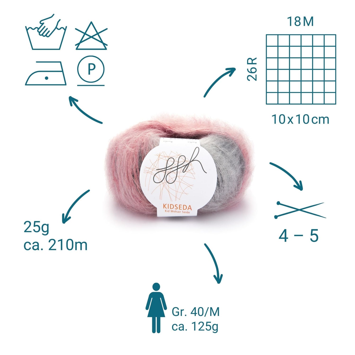 ggh Kidseda Box | 205 - Lachs - Grau meliert - ggh Wolle