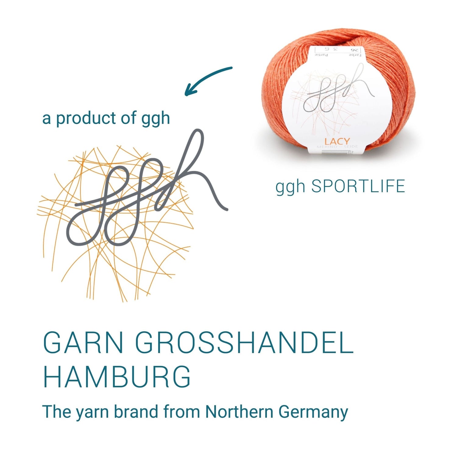 GGH Lacy | Merinowolle mit Seide | 25g - 150m | 026 - Herbstorange - ggh Wolle