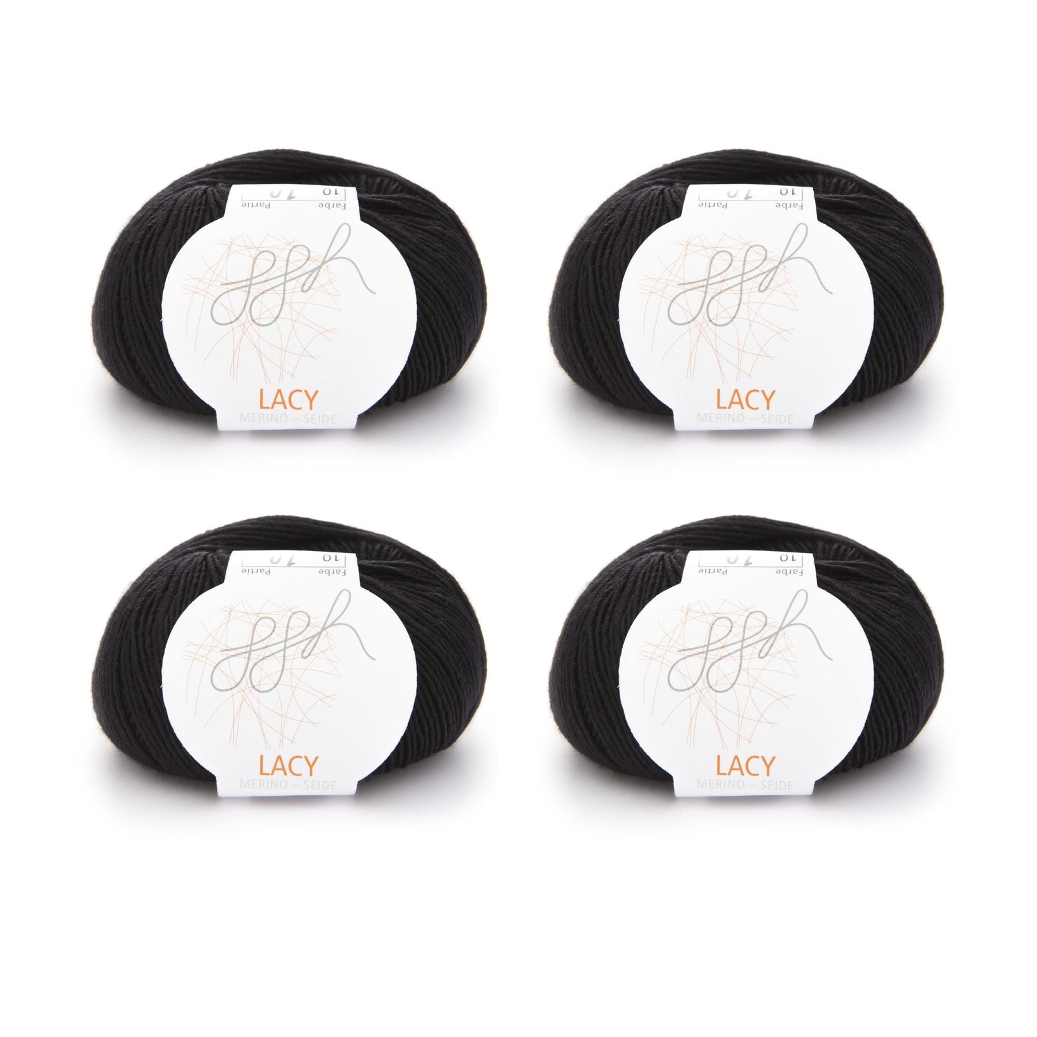 ggh Lacy | Set mit 4 x 25g (insg. 100g) - 010 - Schwarz - ggh Wolle