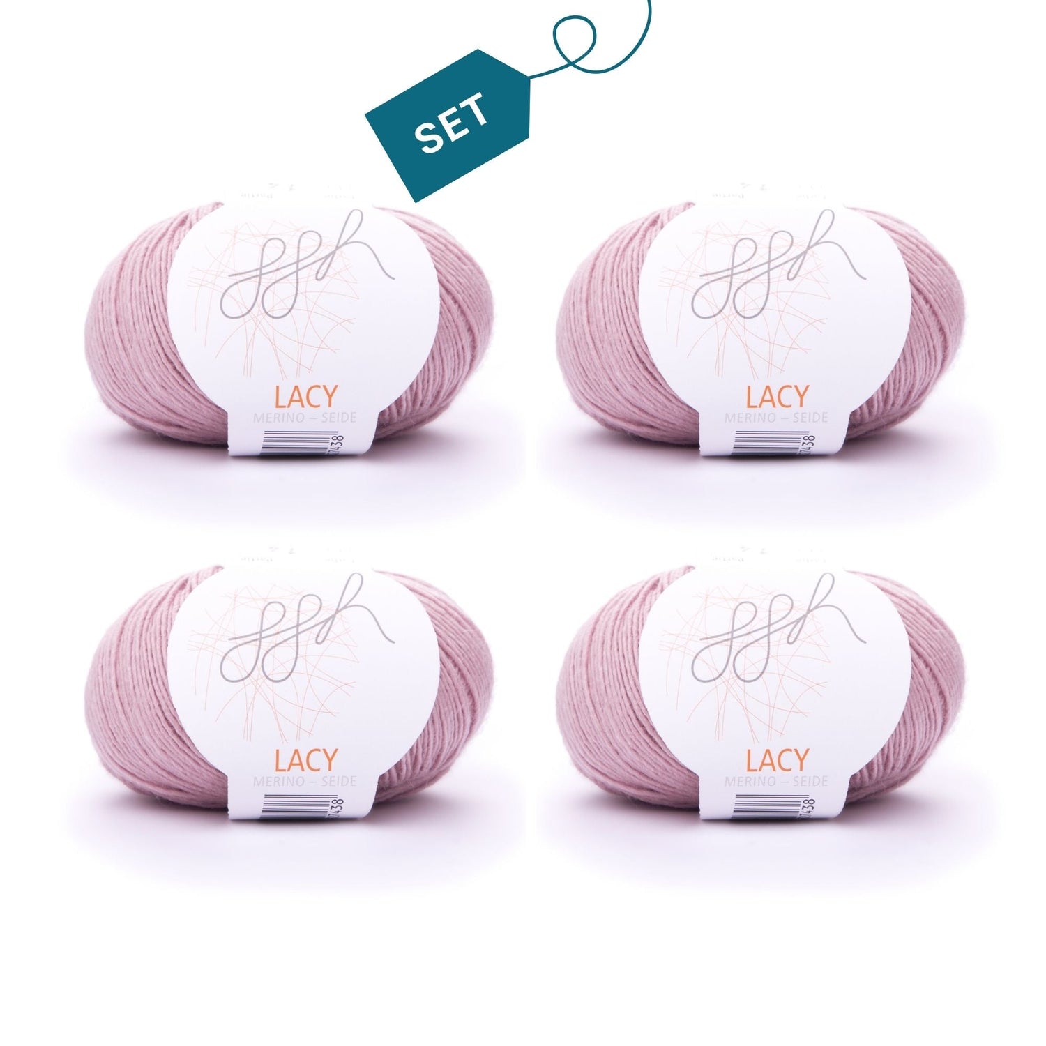 ggh Lacy | Set mit 4 x 25g (insg. 100g) - 015 - Pastell Rosa - ggh Wolle