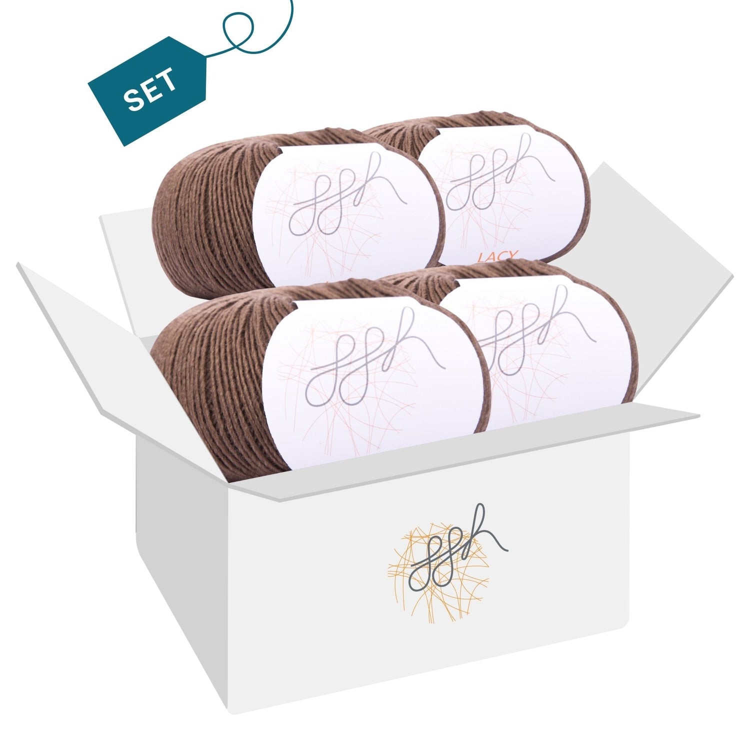 ggh Lacy | Set mit 4 x 25g (insg. 100g) - 018 - Braun - ggh Wolle
