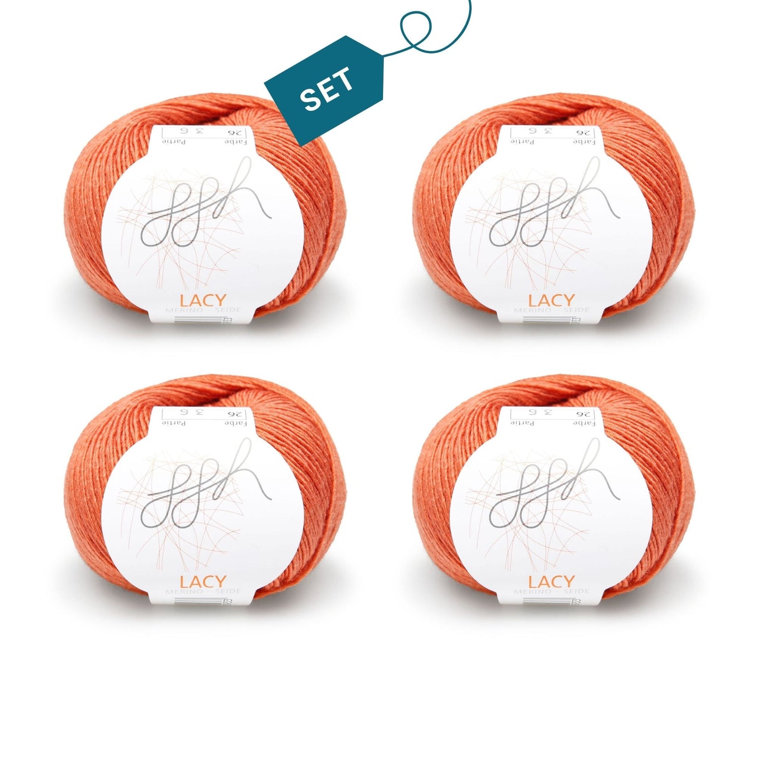ggh Lacy | Set mit 4 x 25g (insg. 100g) - 026 - Herbstorange - ggh Wolle