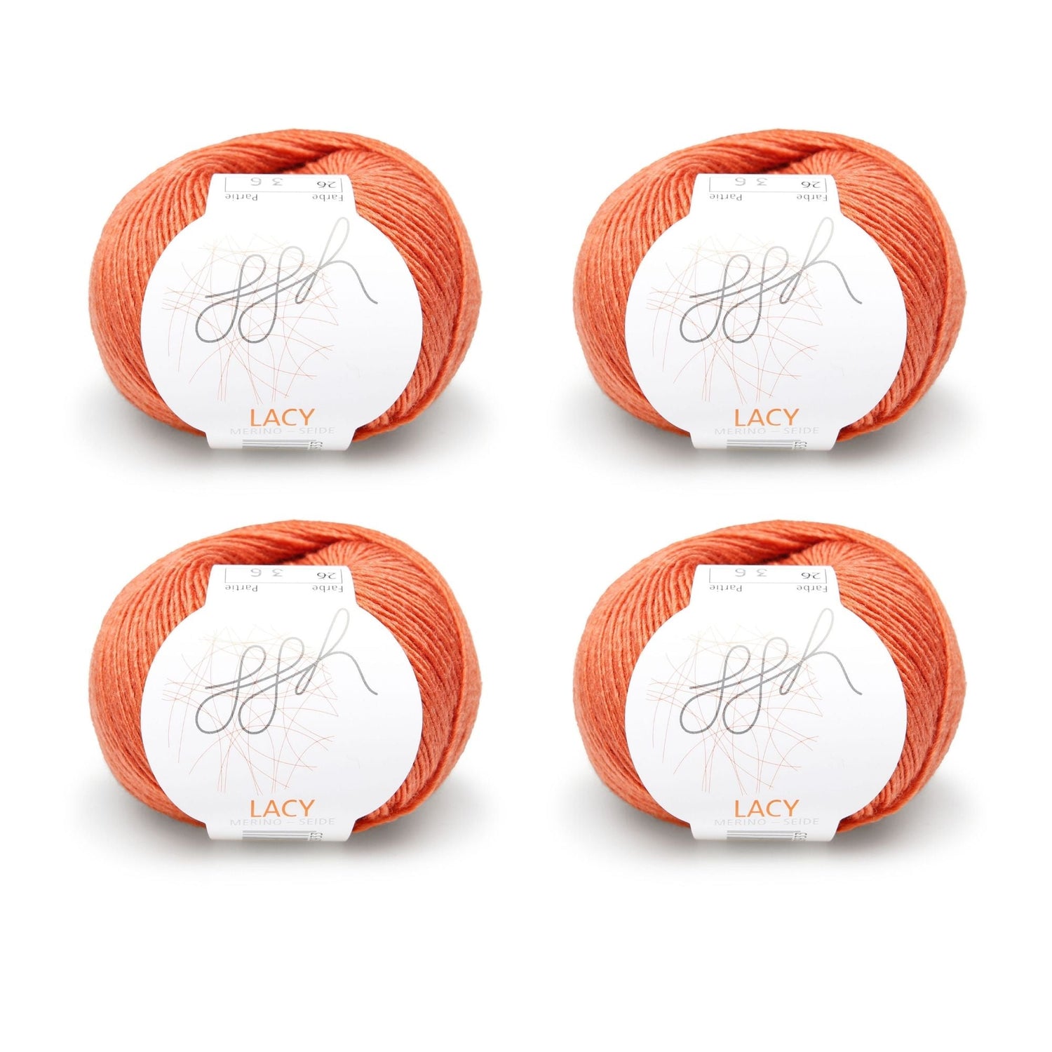 ggh Lacy | Set mit 4 x 25g (insg. 100g) - 026 - Herbstorange - ggh Wolle