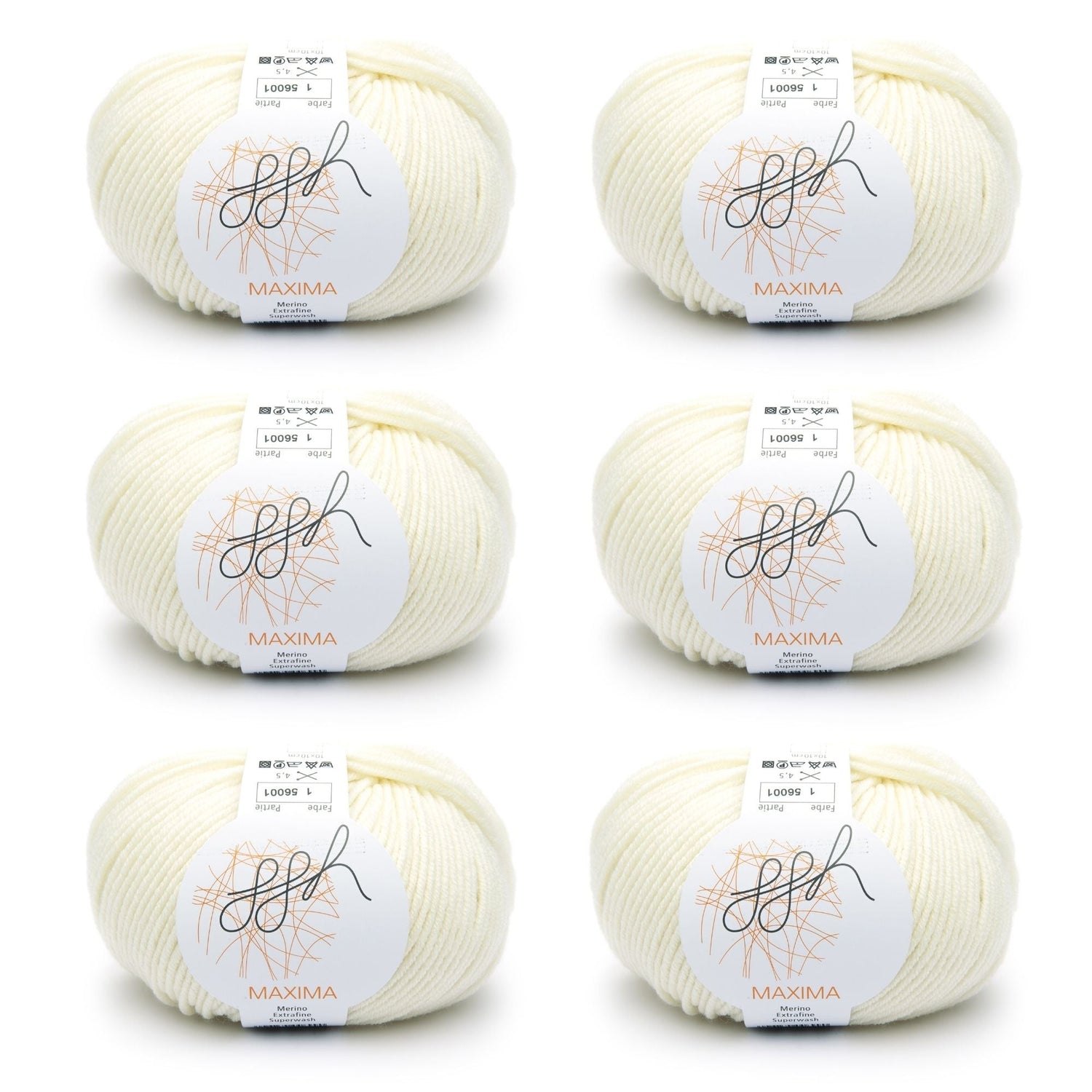ggh Maxima Box | 300g Set (6x50g) – 001 – Wollweiß - ggh Wolle