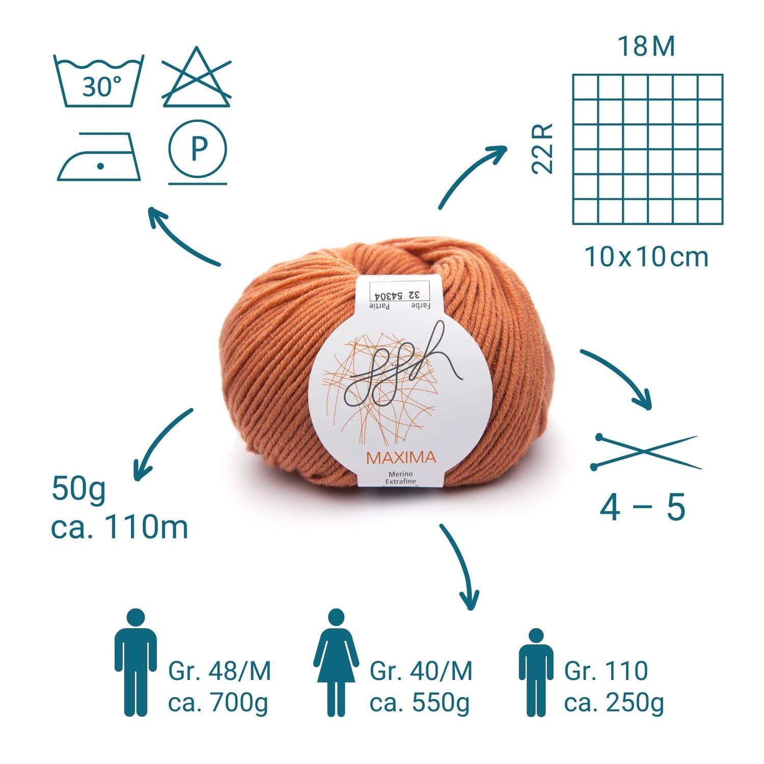 ggh Maxima Box | 300g Set (6x50g) – 032 – Rostorange - ggh Wolle