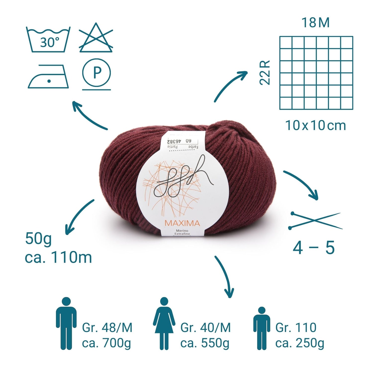 ggh Maxima Box | 300g Set (6x50g) – 060 – Ochsenblut - ggh Wolle