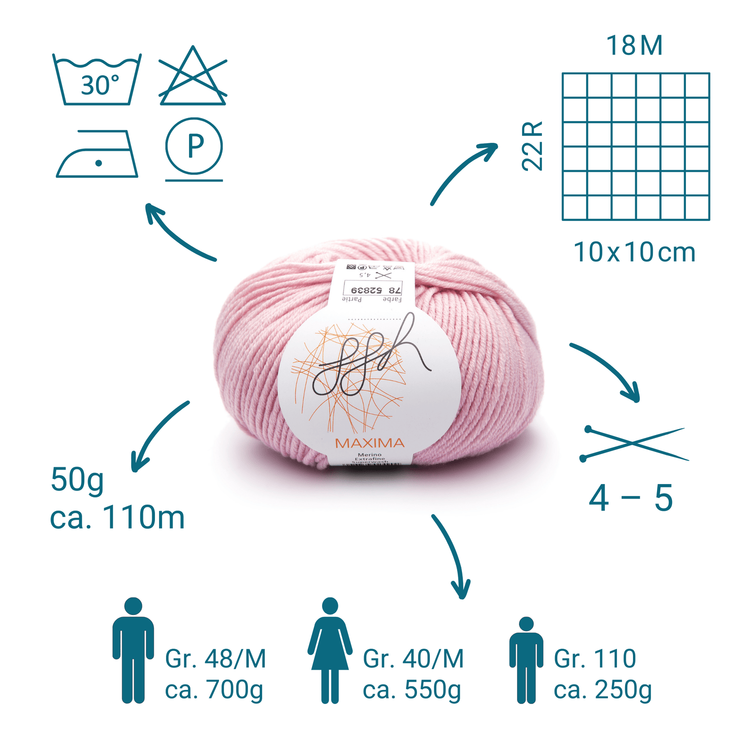 ggh Maxima | Merinowolle | 110m/50g | 078 - Puderrosa - ggh Wolle