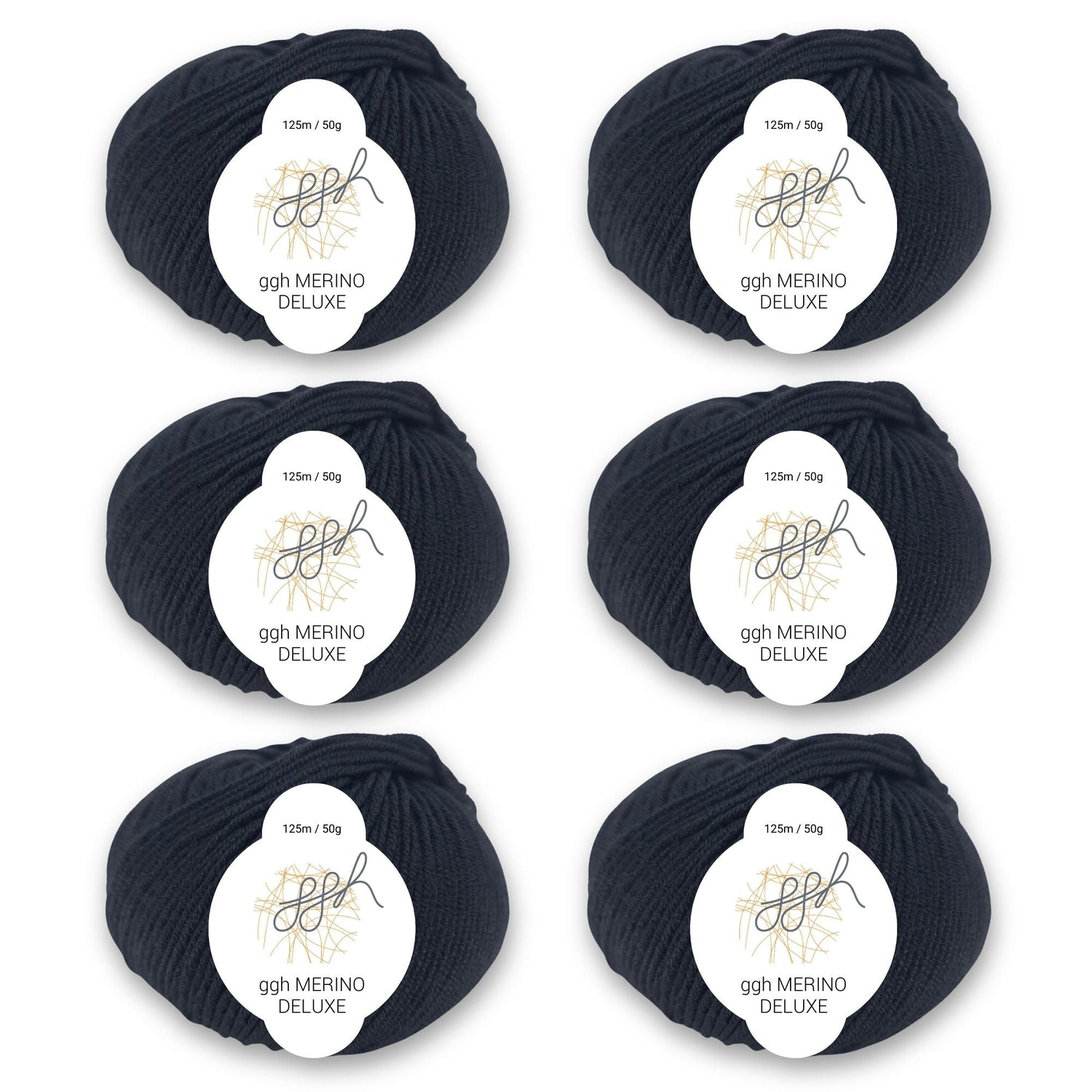 ggh Merino Deluxe - 300g Set (6x50g) - 001 - Schwarz - ggh Wolle