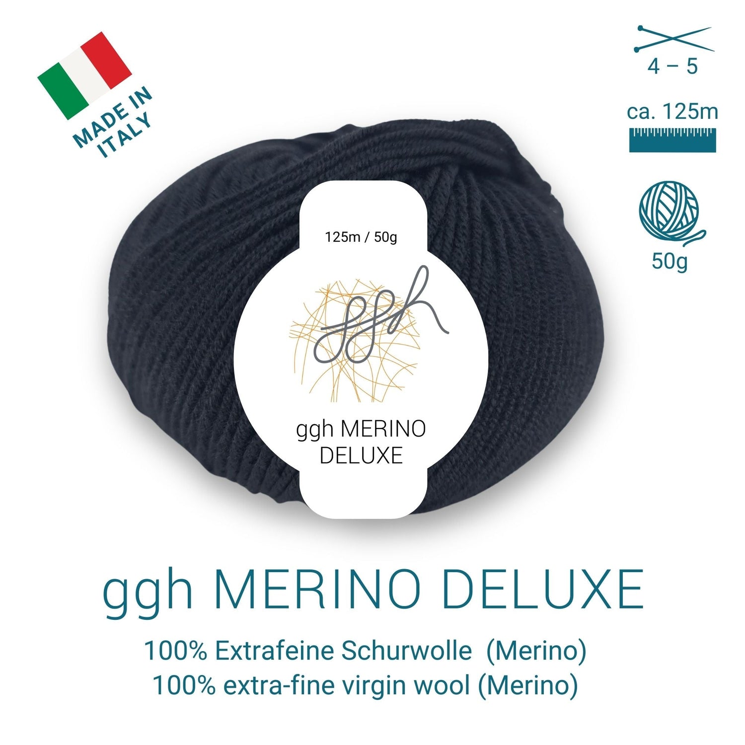ggh Merino Deluxe - 300g Set (6x50g) - 001 - Schwarz - ggh Wolle
