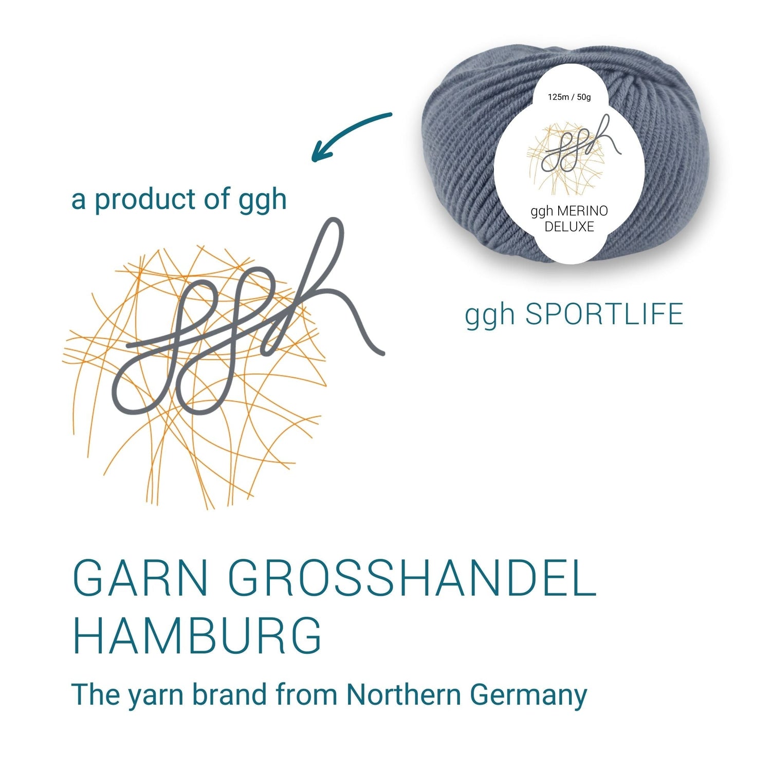 ggh Merino Deluxe - 300g Set (6x50g) - 004 - Mittelgrau - ggh Wolle