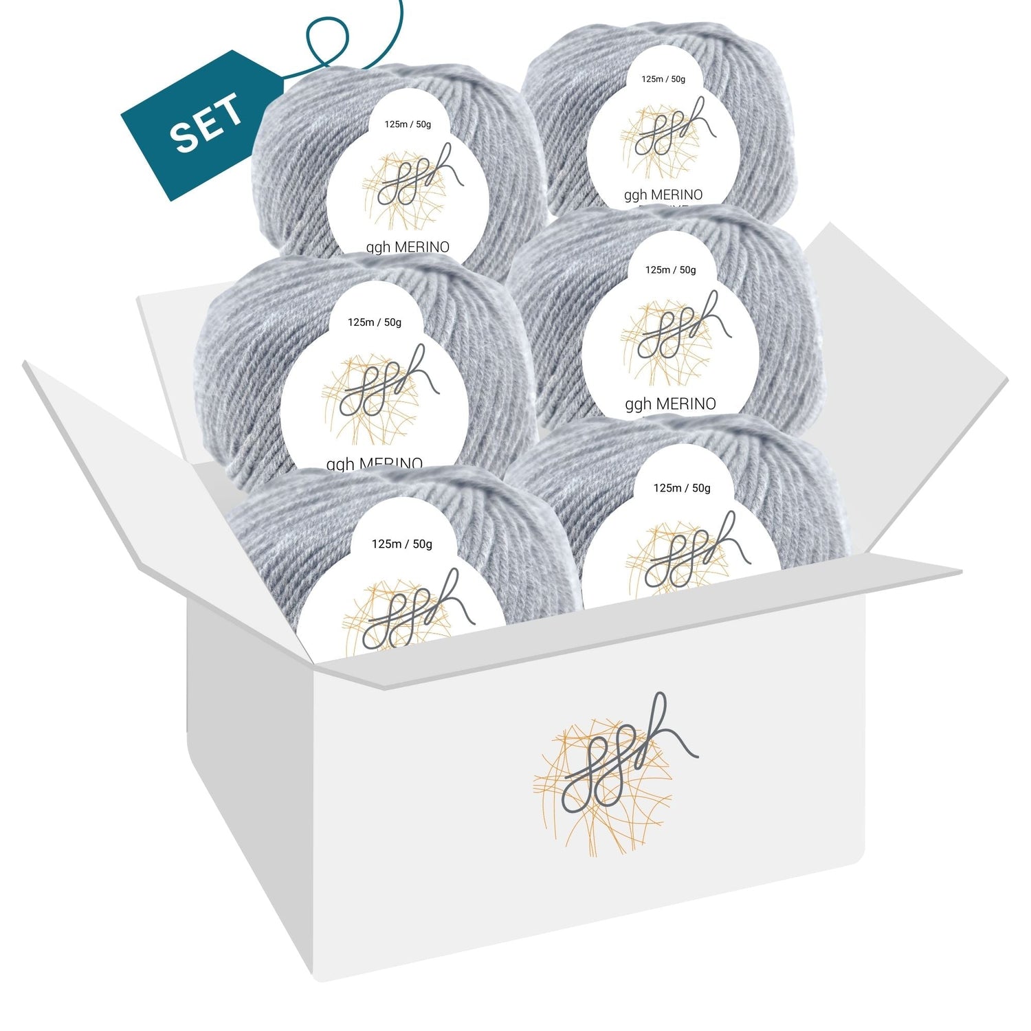 ggh Merino Deluxe - 300g Set (6x50g) - 005 - Grau - ggh Wolle