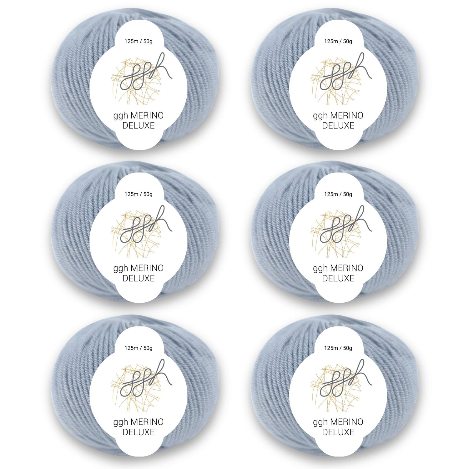 ggh Merino Deluxe - 300g Set (6x50g) - 006 - Hellgrau - ggh Wolle