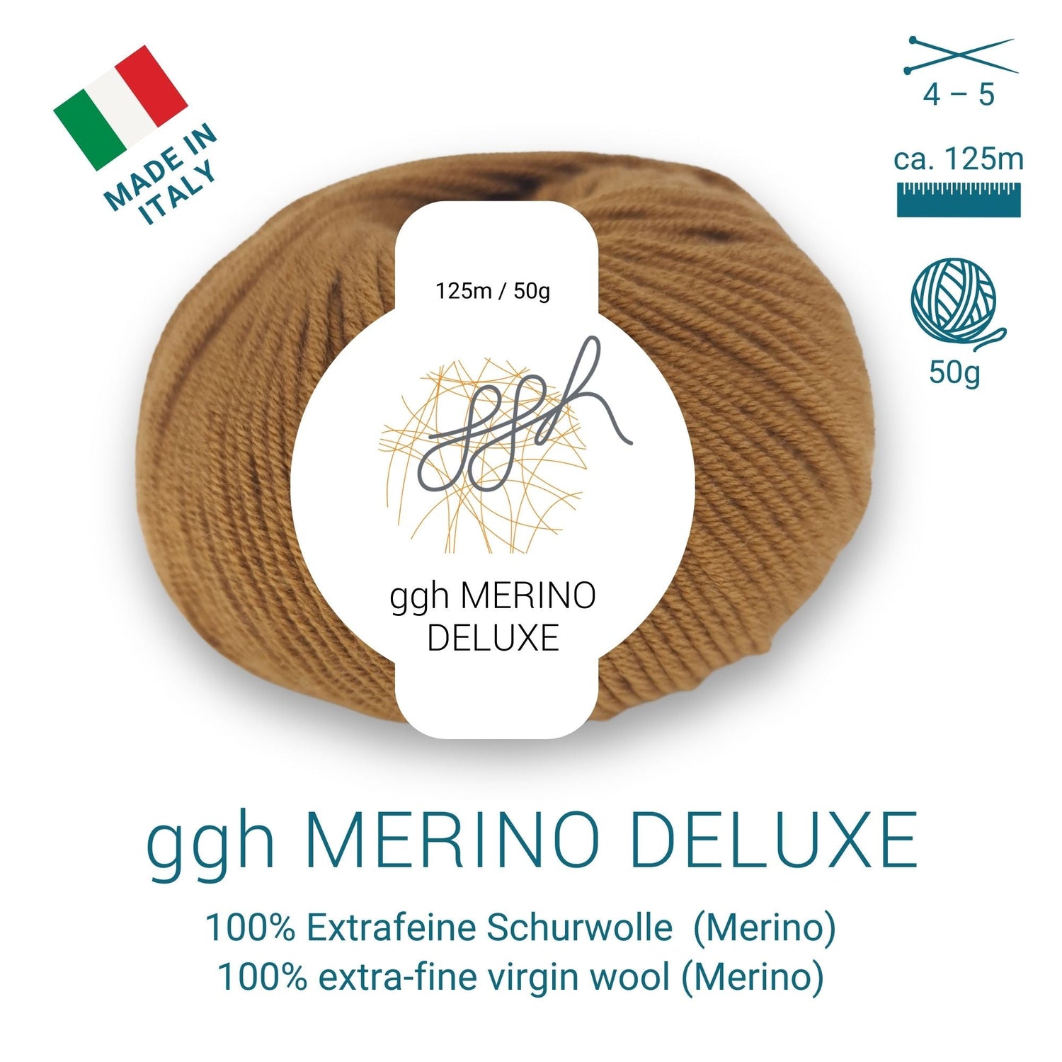 ggh Merino Deluxe - 300g Set (6x50g) - 007 - Hirschbraun - ggh Wolle