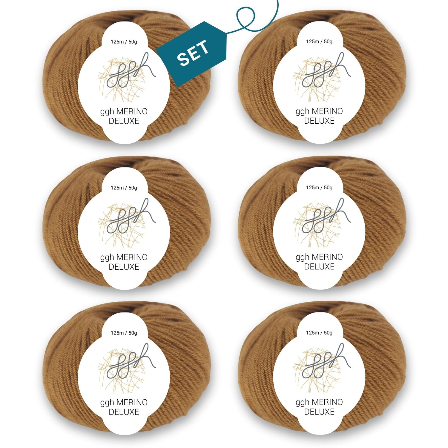 ggh Merino Deluxe - 300g Set (6x50g) - 007 - Hirschbraun - ggh Wolle