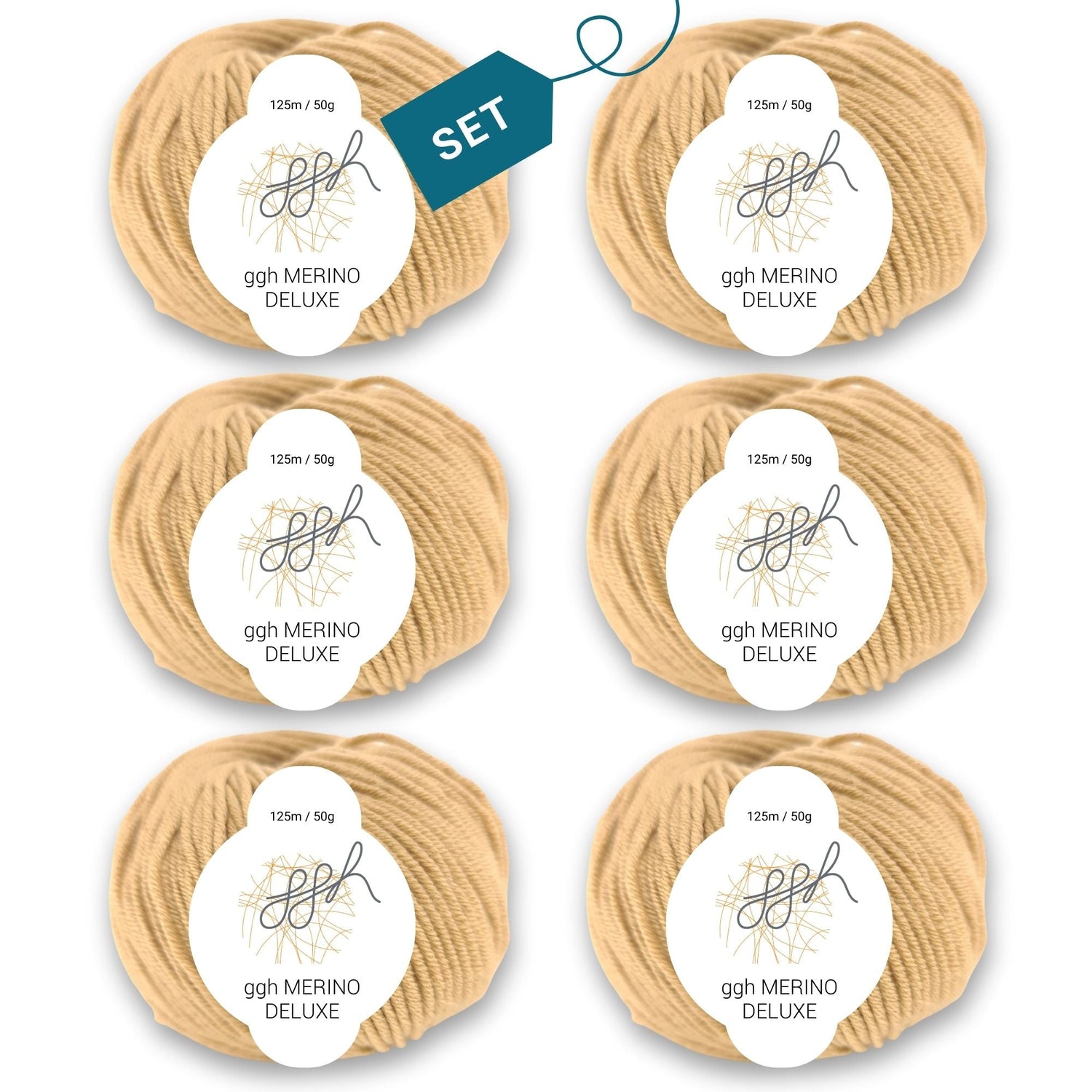ggh Merino Deluxe - 300g Set (6x50g) - 008 – Beigebraun - ggh Wolle