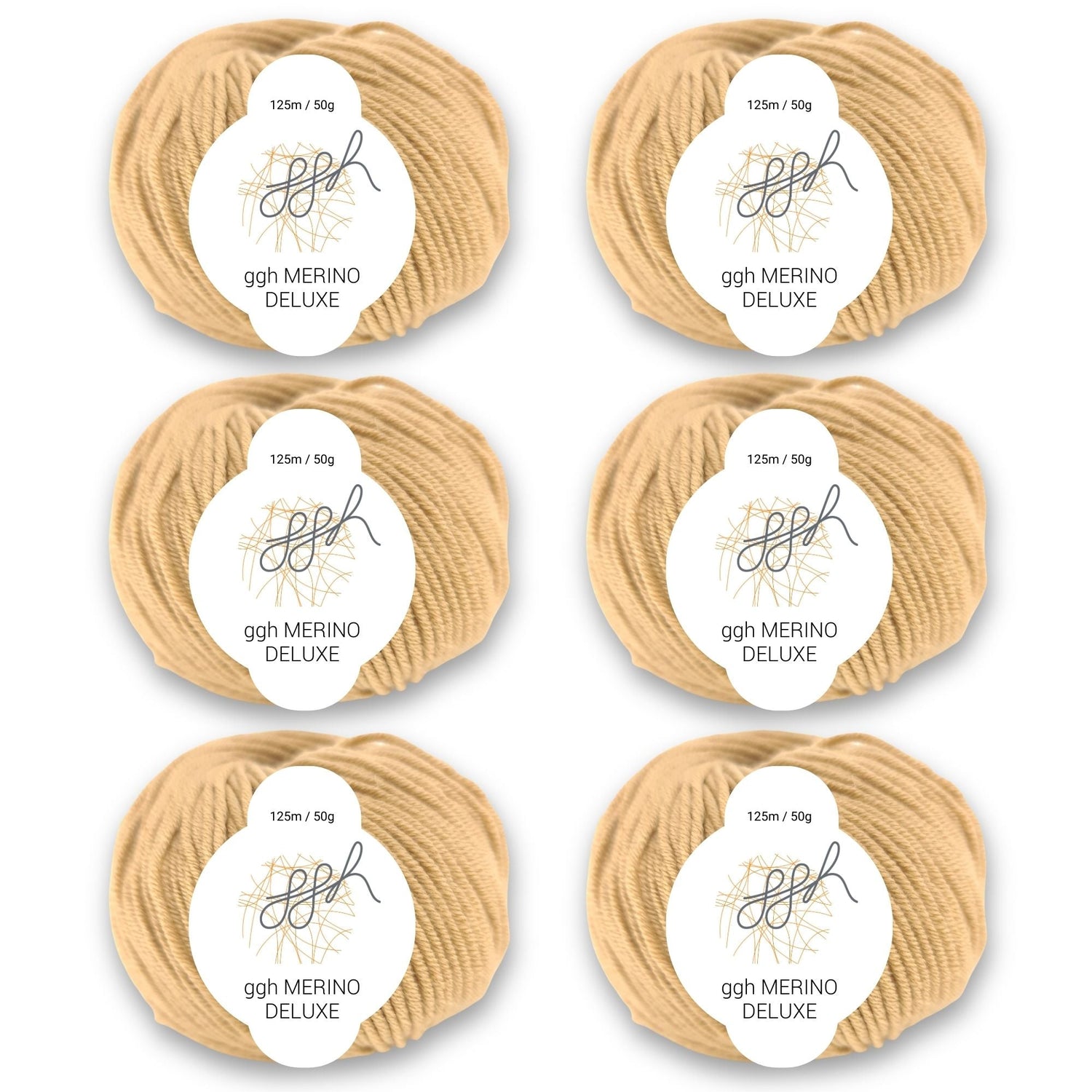 ggh Merino Deluxe - 300g Set (6x50g) - 008 – Beigebraun - ggh Wolle