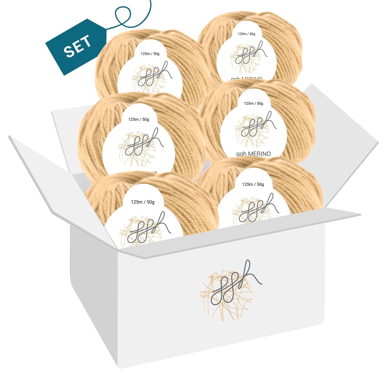 ggh Merino Deluxe - 300g Set (6x50g) - 008 – Beigebraun - ggh Wolle