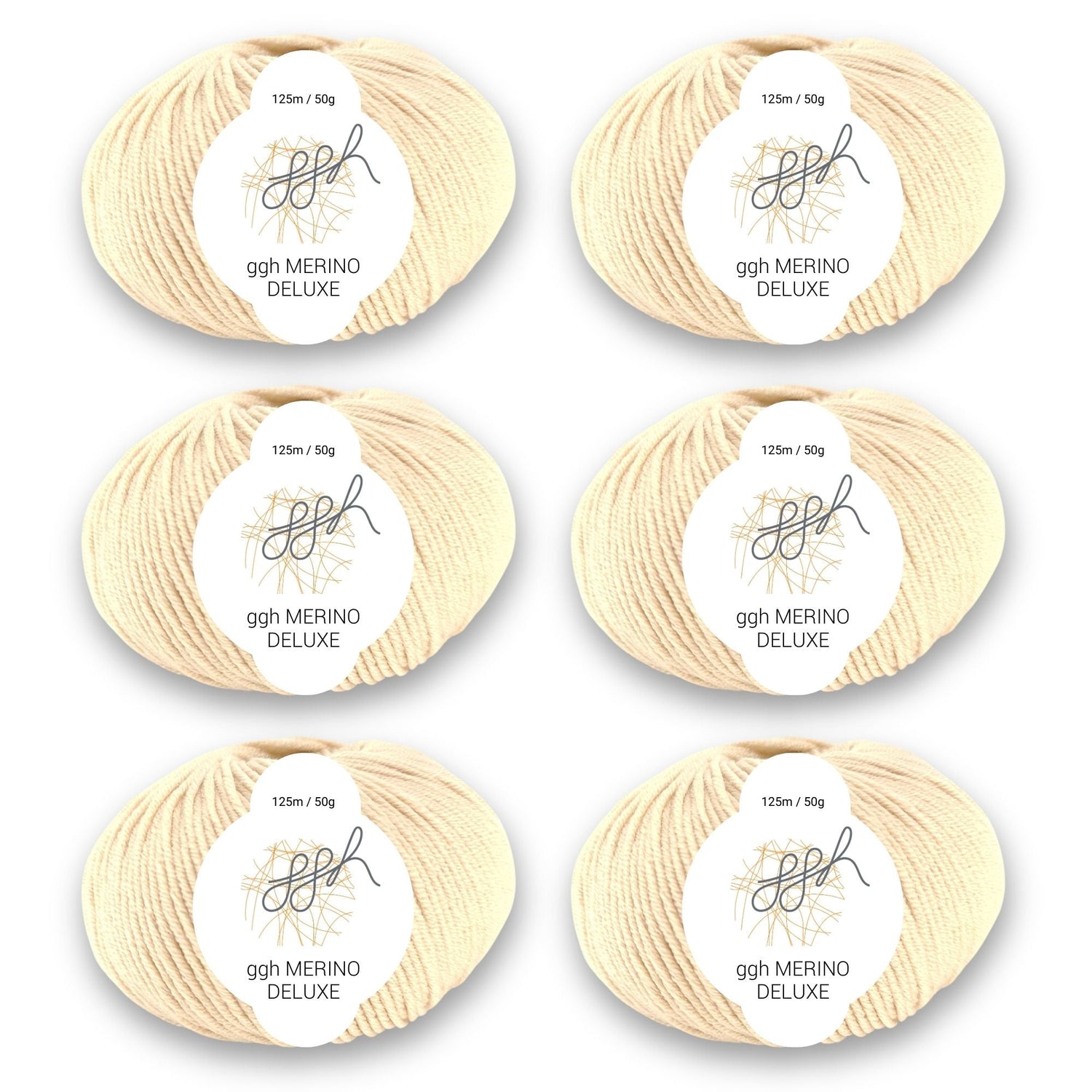 ggh Merino Deluxe - 300g Set (6x50g) - 009 - Creme - ggh Wolle