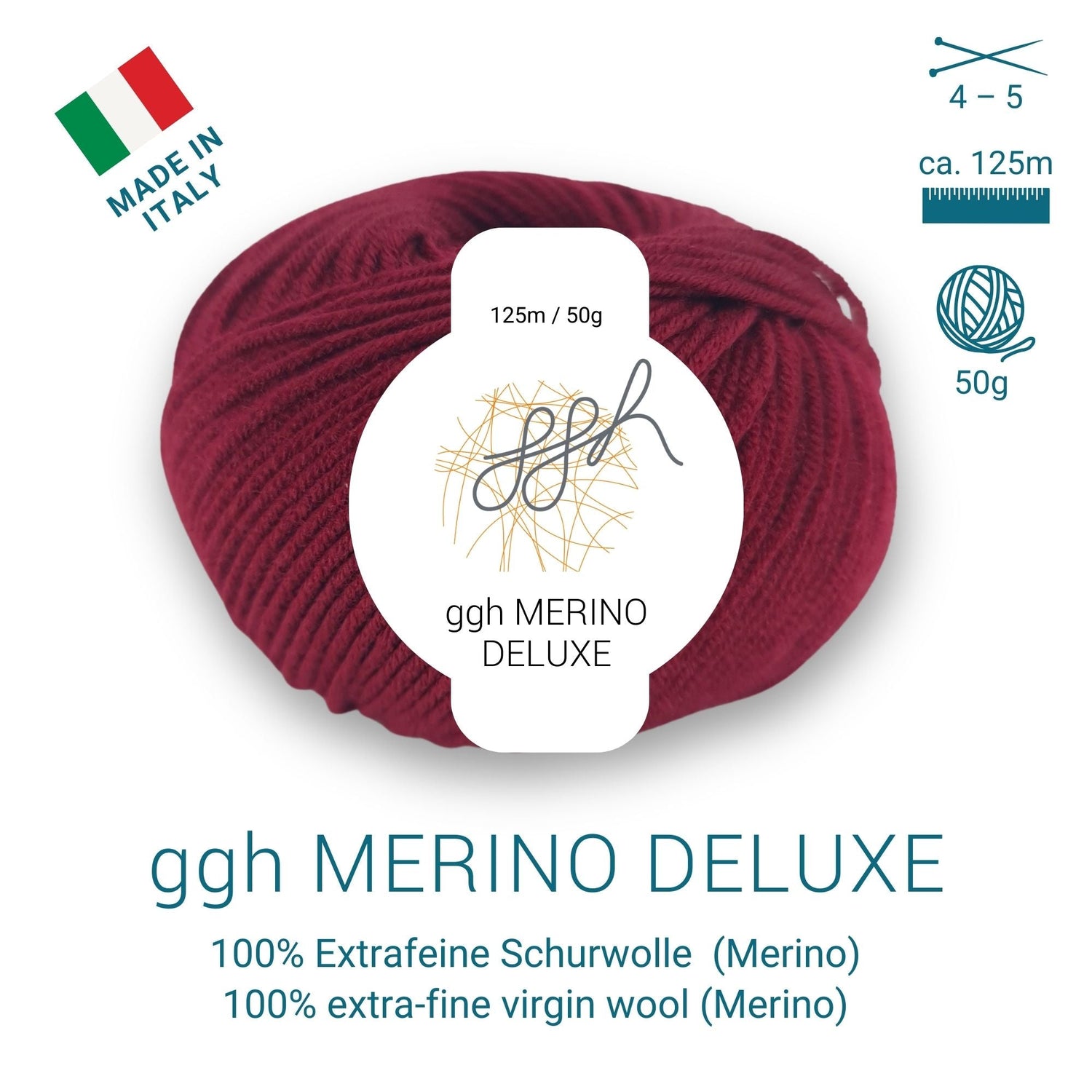ggh Merino Deluxe - 300g Set (6x50g) - 010 - Bordeauxrot - ggh Wolle