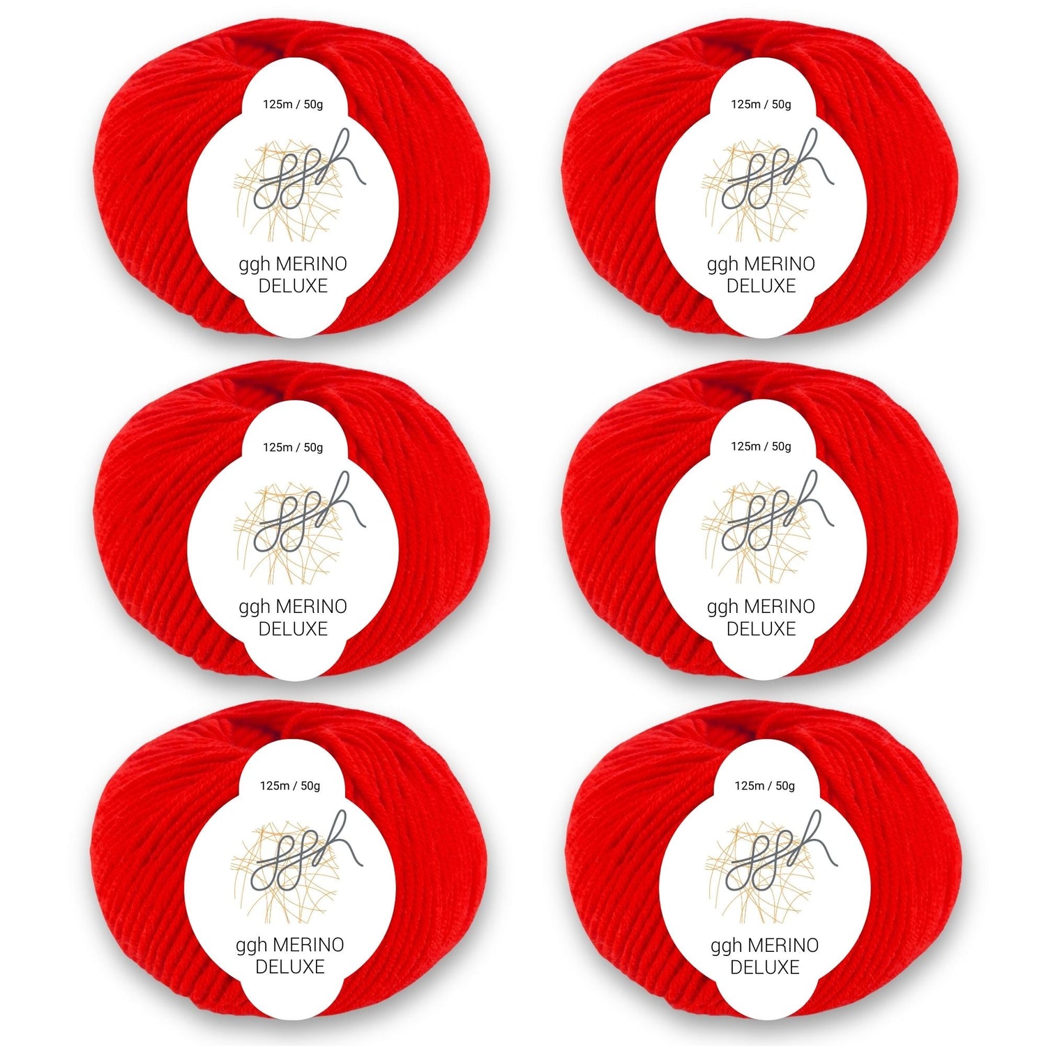 ggh Merino Deluxe - 300g Set (6x50g) - 011 - Rot - ggh Wolle