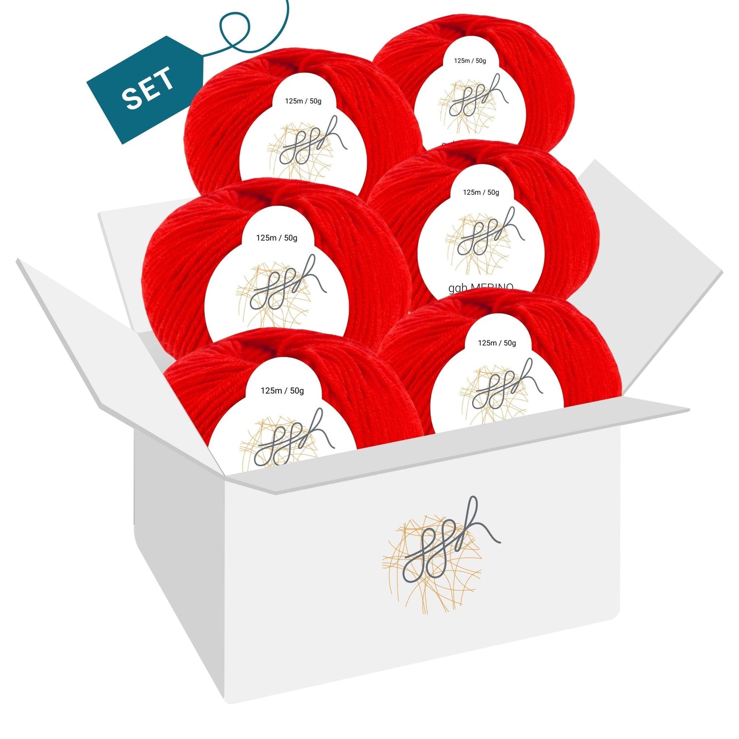 ggh Merino Deluxe - 300g Set (6x50g) - 011 - Rot - ggh Wolle