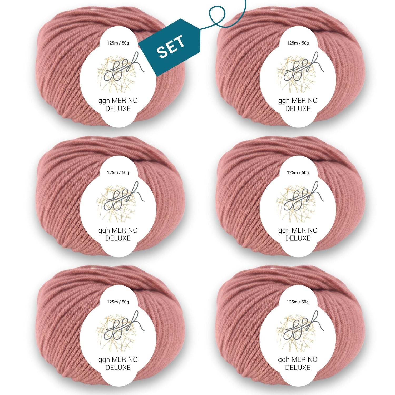 ggh Merino Deluxe - 300g Set (6x50g) - 013 - Rosenholz - ggh Wolle