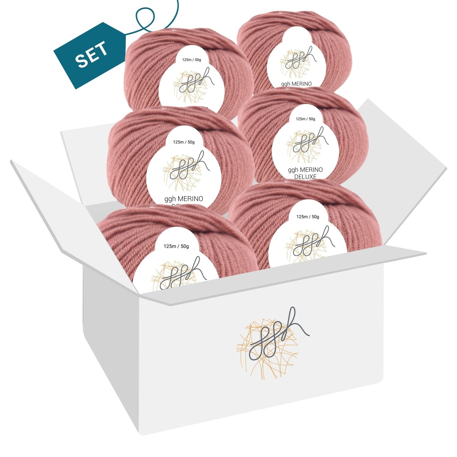 ggh Merino Deluxe - 300g Set (6x50g) - 013 - Rosenholz - ggh Wolle