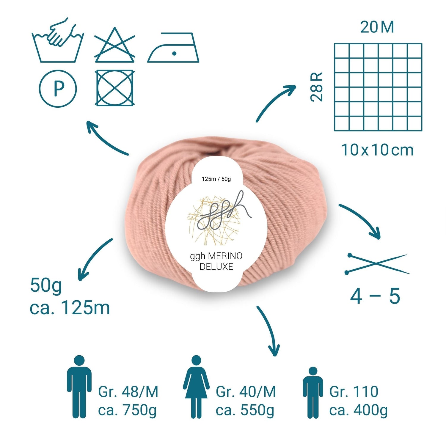 ggh Merino Deluxe - 300g Set (6x50g) - 014 - Flamingo Pink - ggh Wolle
