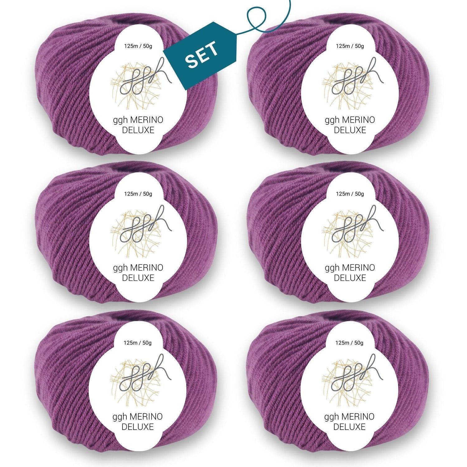 ggh Merino Deluxe - 300g Set (6x50g) - 016 - Granatrot - ggh Wolle
