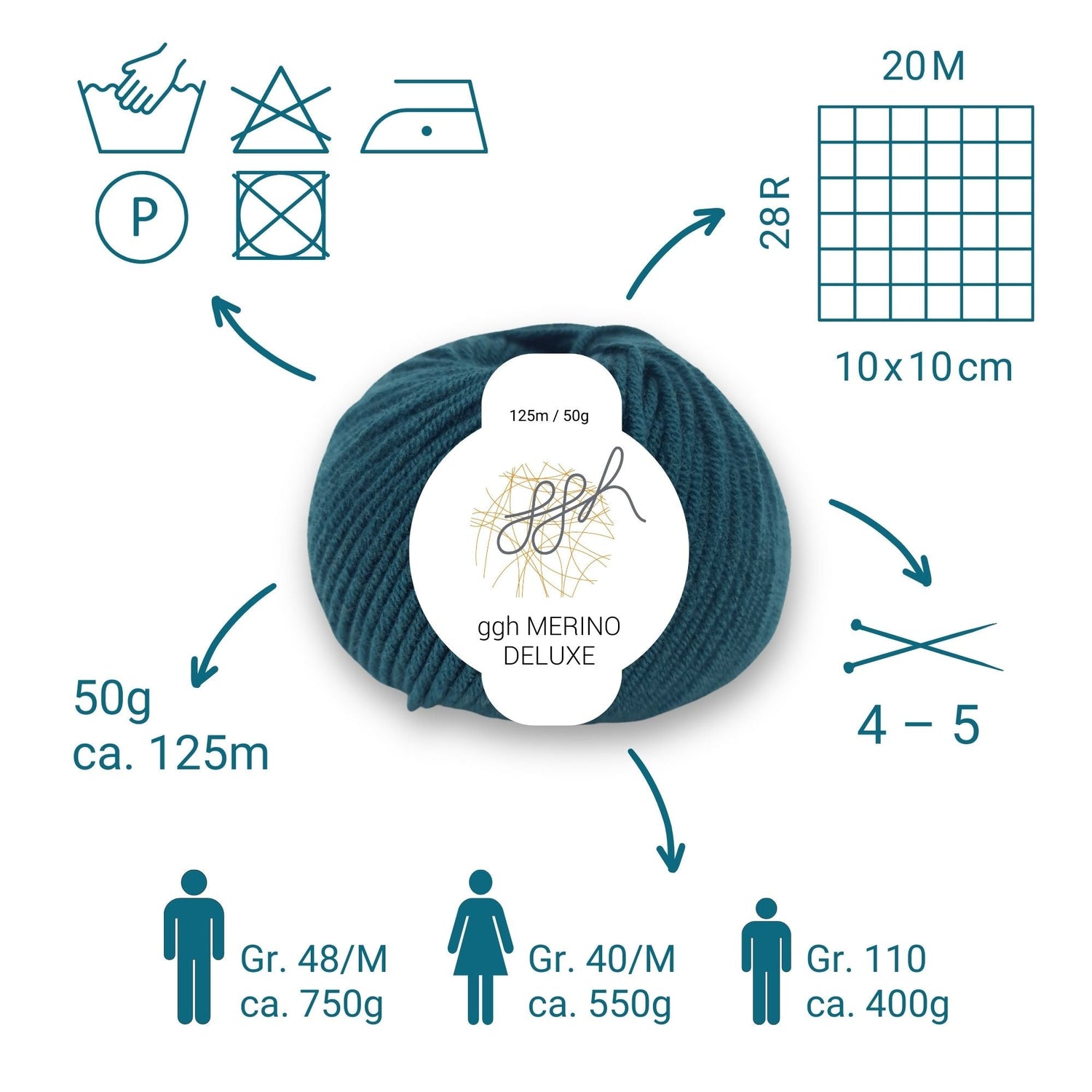 ggh Merino Deluxe - 300g Set (6x50g) - 017 - Jägergrün - ggh Wolle