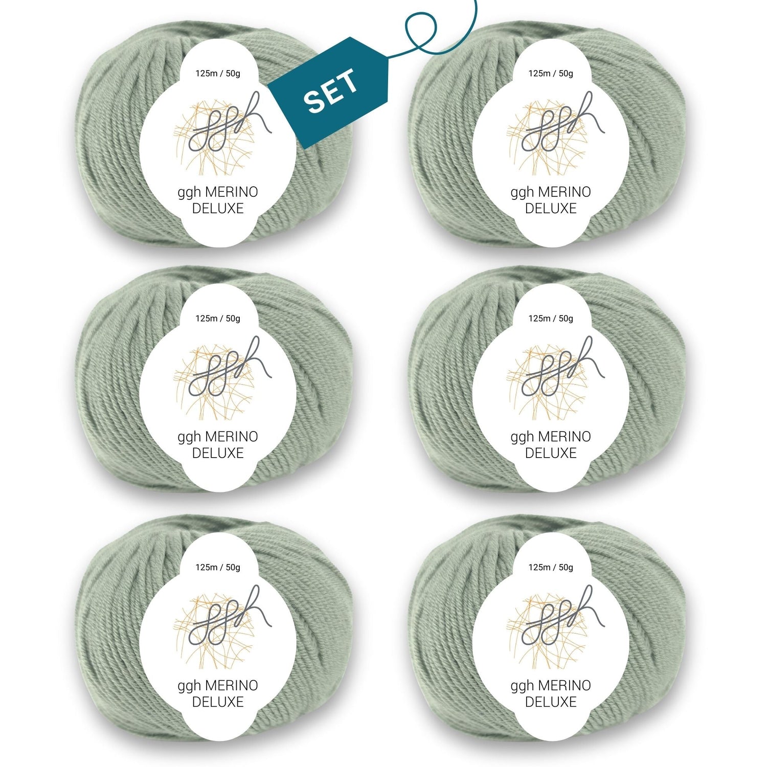 ggh Merino Deluxe - 300g Set (6x50g) - 018 - Schilfgrün - ggh Wolle