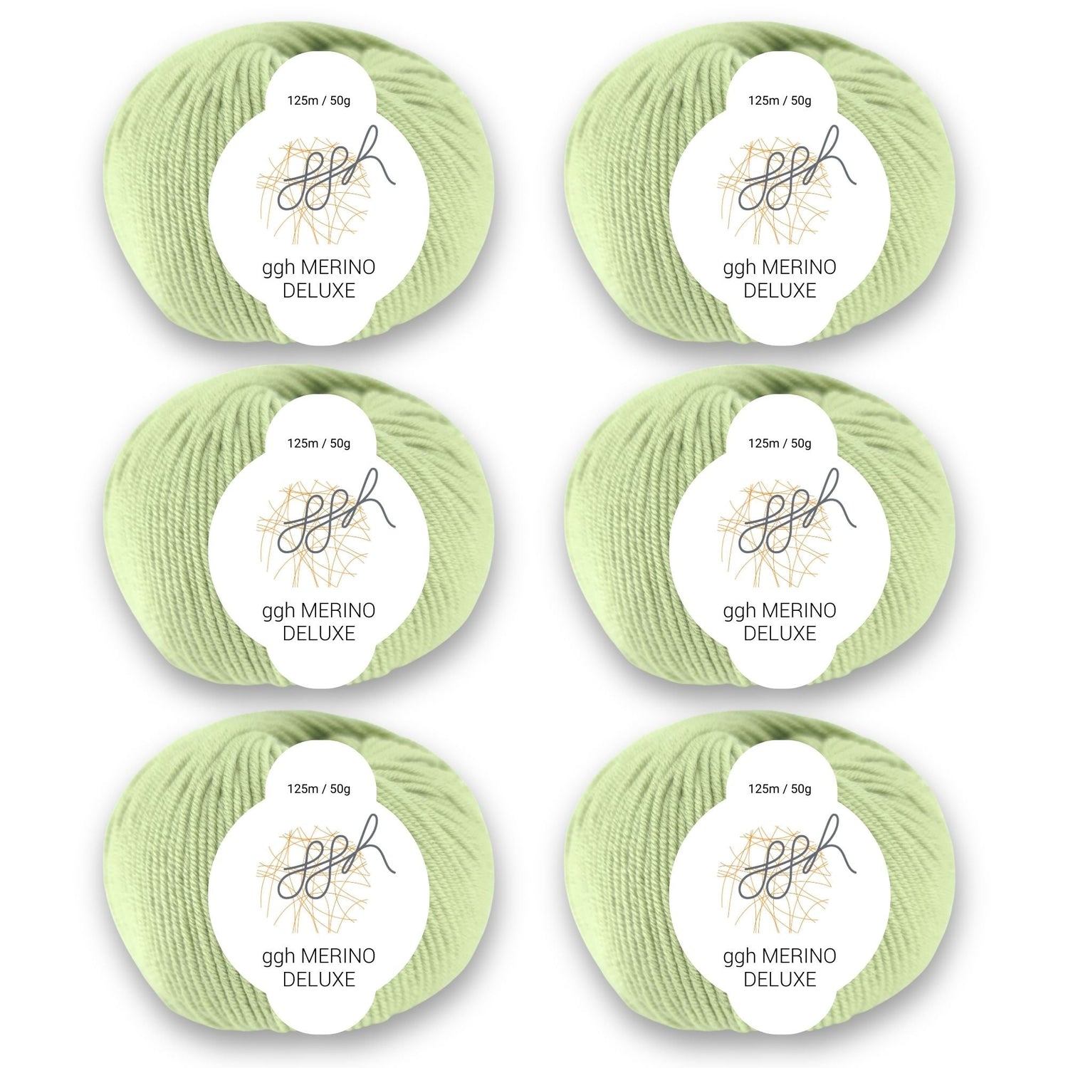 ggh Merino Deluxe - 300g Set (6x50g) - 019 - Helles Limettengrün - ggh Wolle