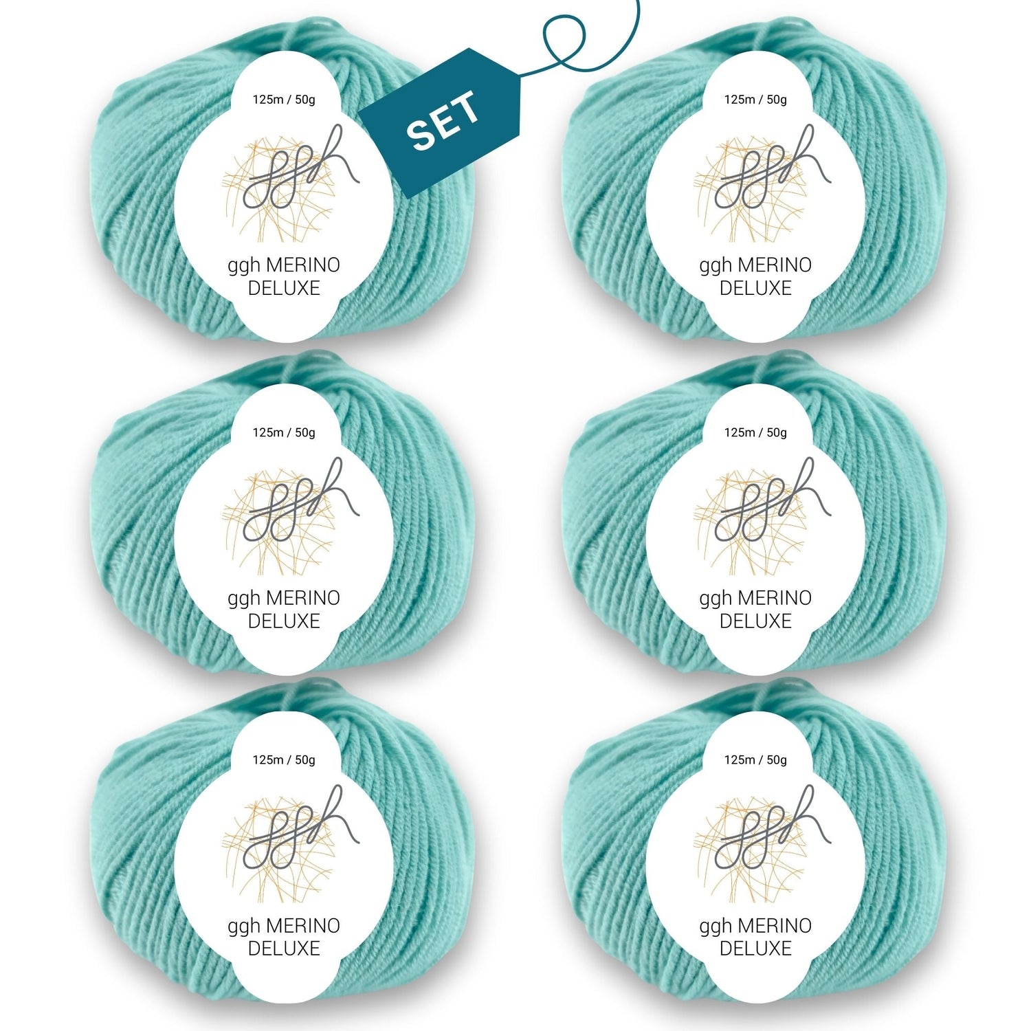 ggh Merino Deluxe - 300g Set (6x50g) - 021 - Türkis - ggh Wolle