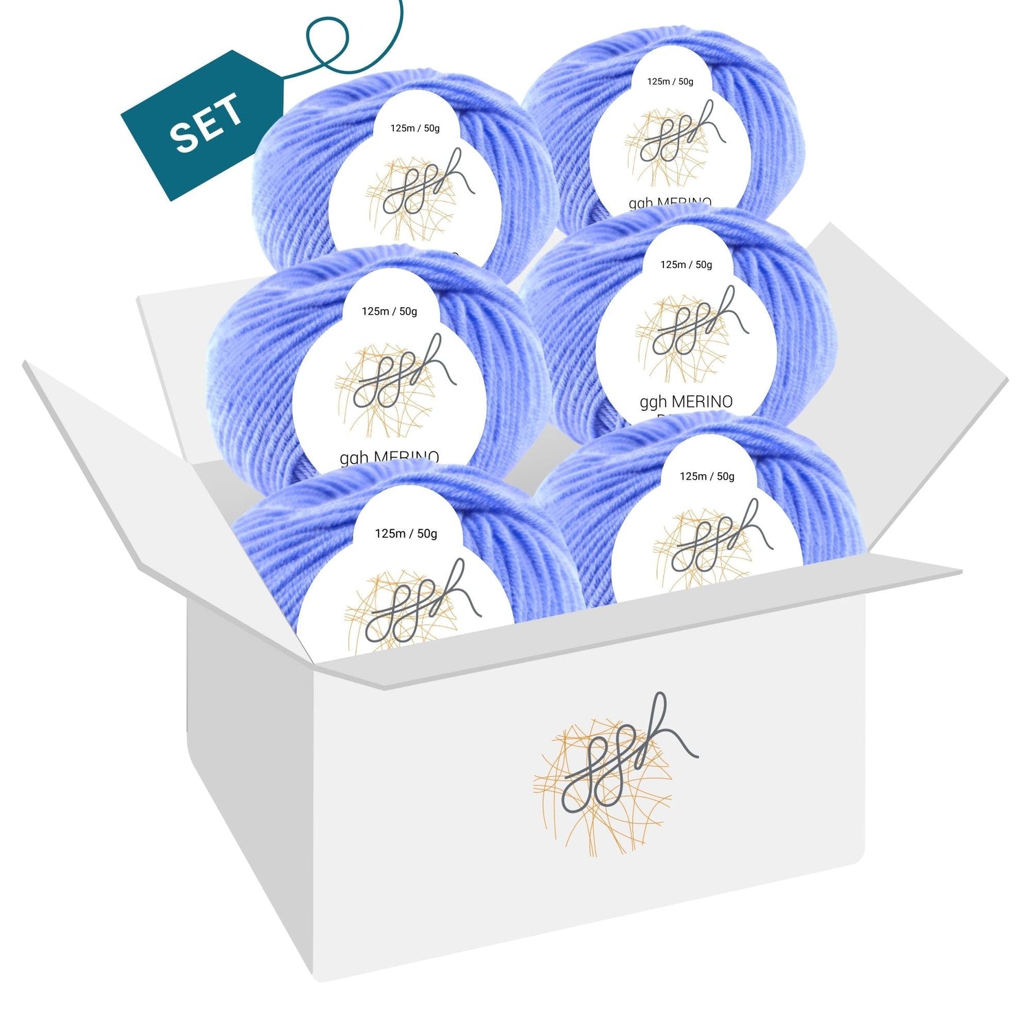 ggh Merino Deluxe - 300g Set (6x50g) - 023 - Hellblau - ggh Wolle