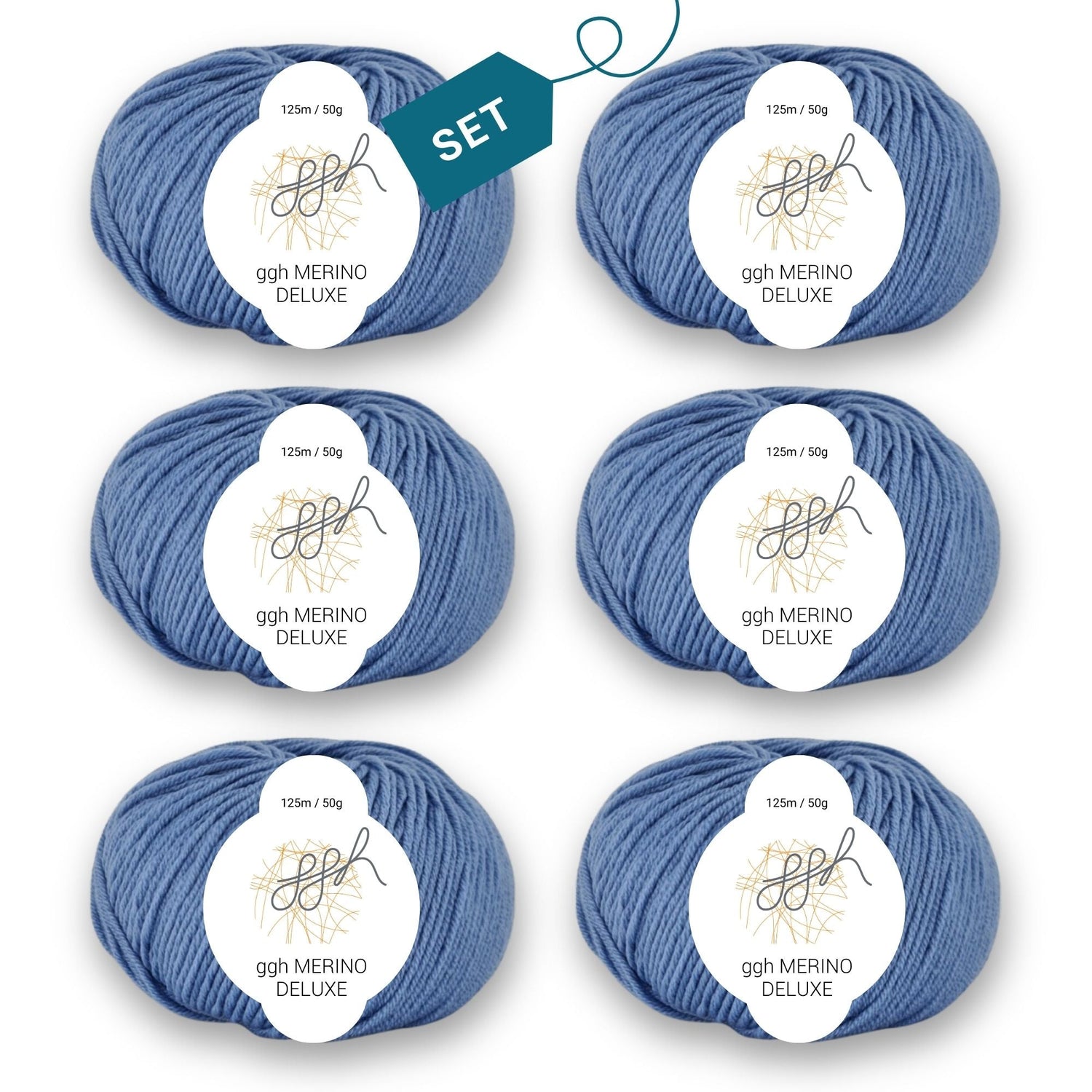 ggh Merino Deluxe - 300g Set (6x50g) - 024 - Himmelblau - ggh Wolle
