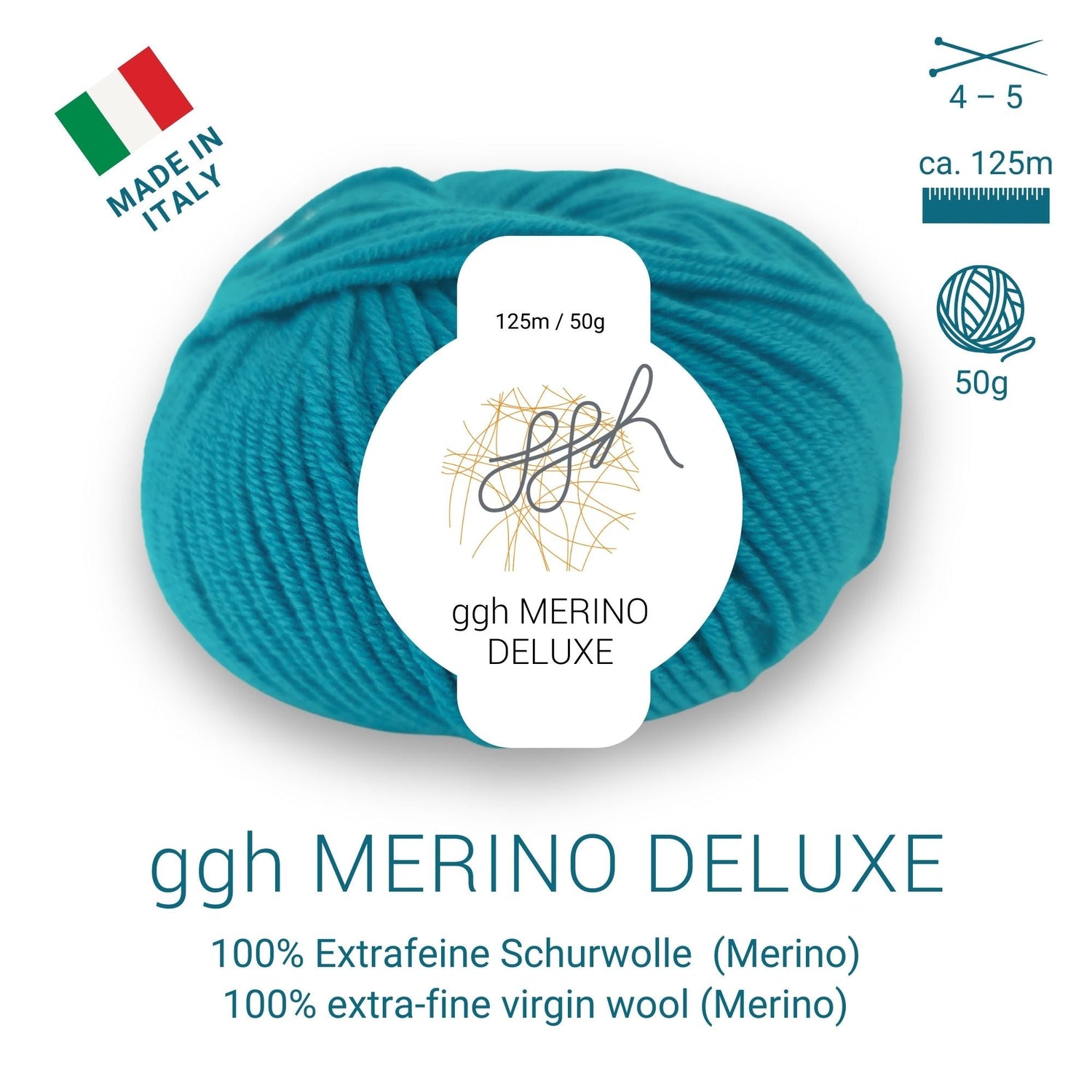 ggh Merino Deluxe - 300g Set (6x50g) - 025 - Ozeangrün - ggh Wolle