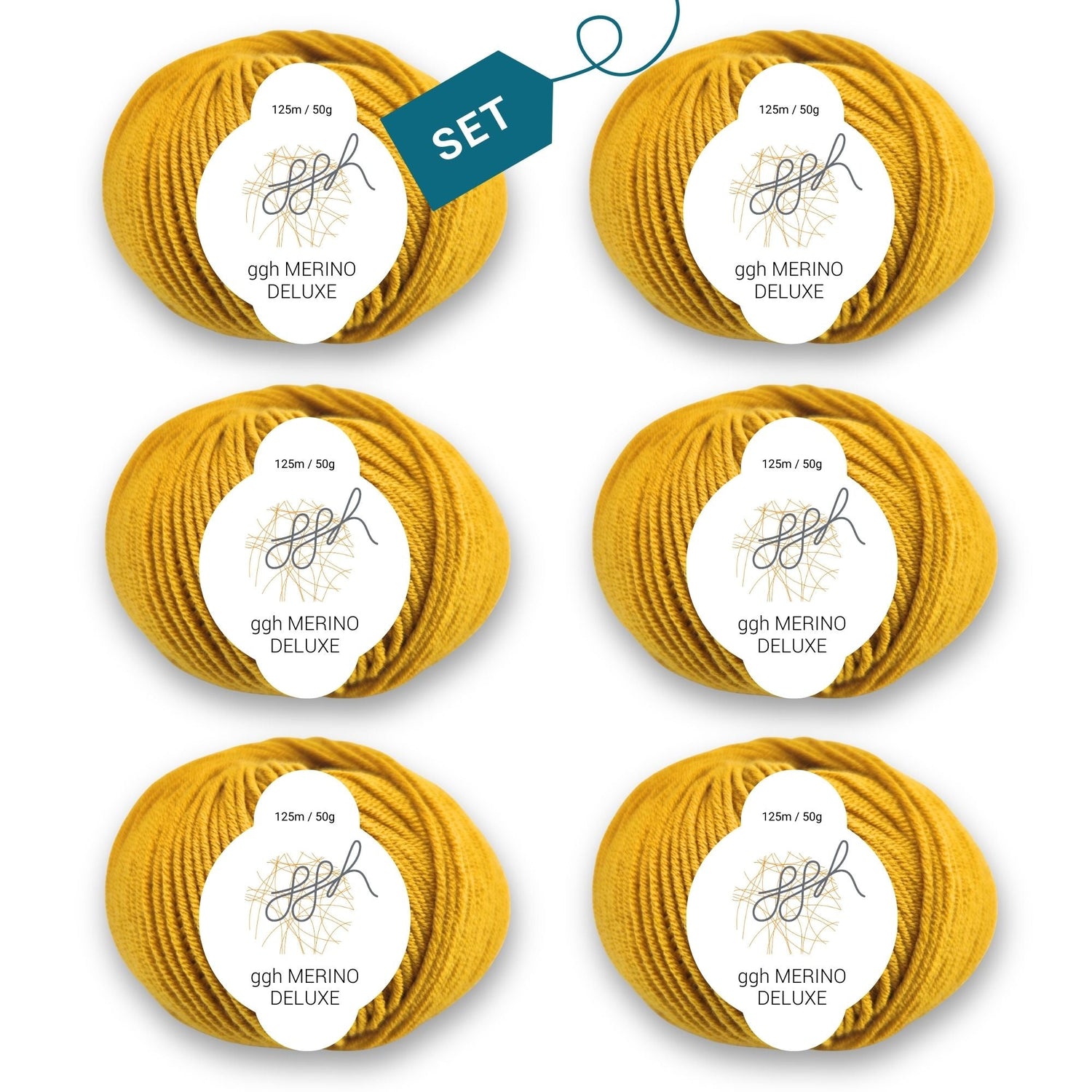 ggh Merino Deluxe - 300g Set (6x50g) - 026 - Senfgelb - ggh Wolle