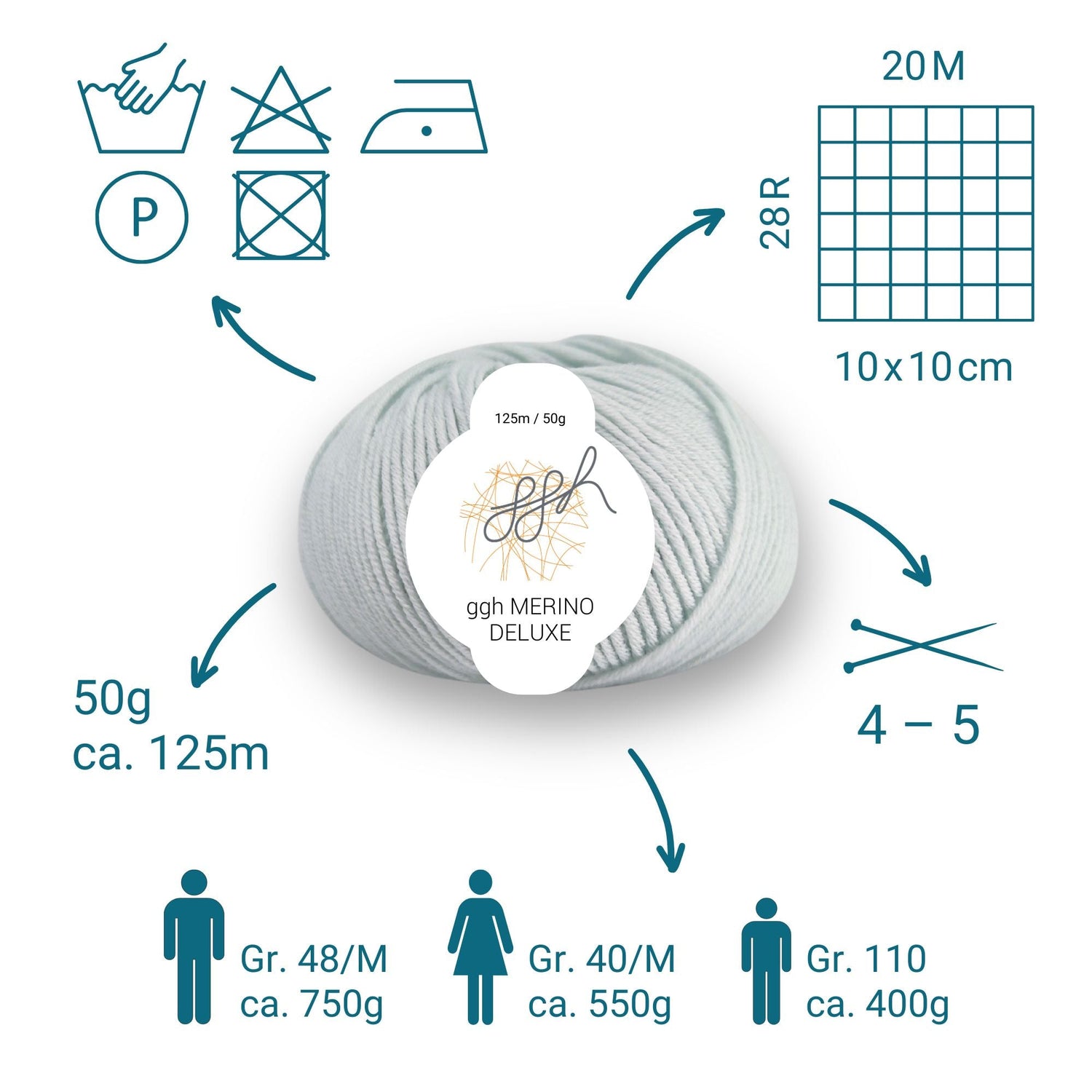 ggh Merino Deluxe - 300g Set (6x50g) - 028 - Helles Mintgrün - ggh Wolle