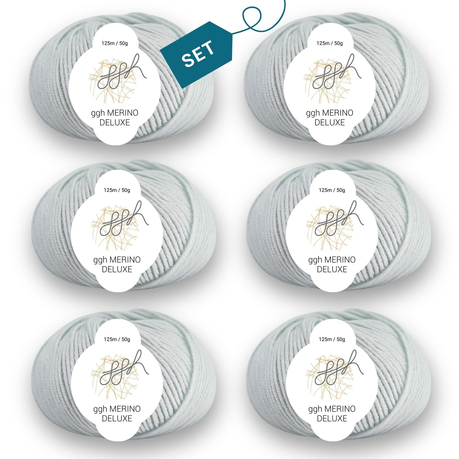 ggh Merino Deluxe - 300g Set (6x50g) - 028 - Helles Mintgrün - ggh Wolle