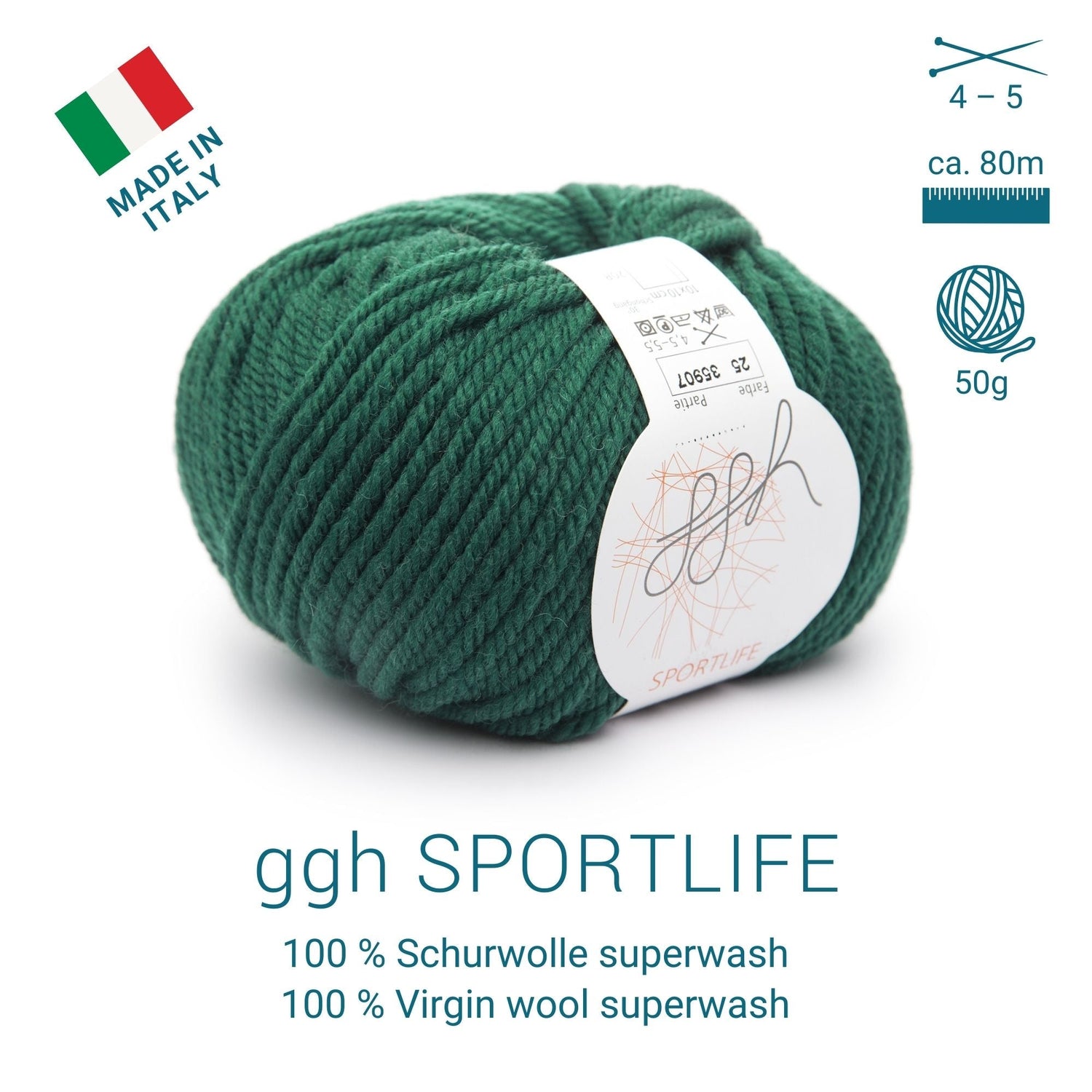 ggh Sportlife Box | Set mit 300g (6x50g) | 025 – Flaschengrün - ggh Wolle