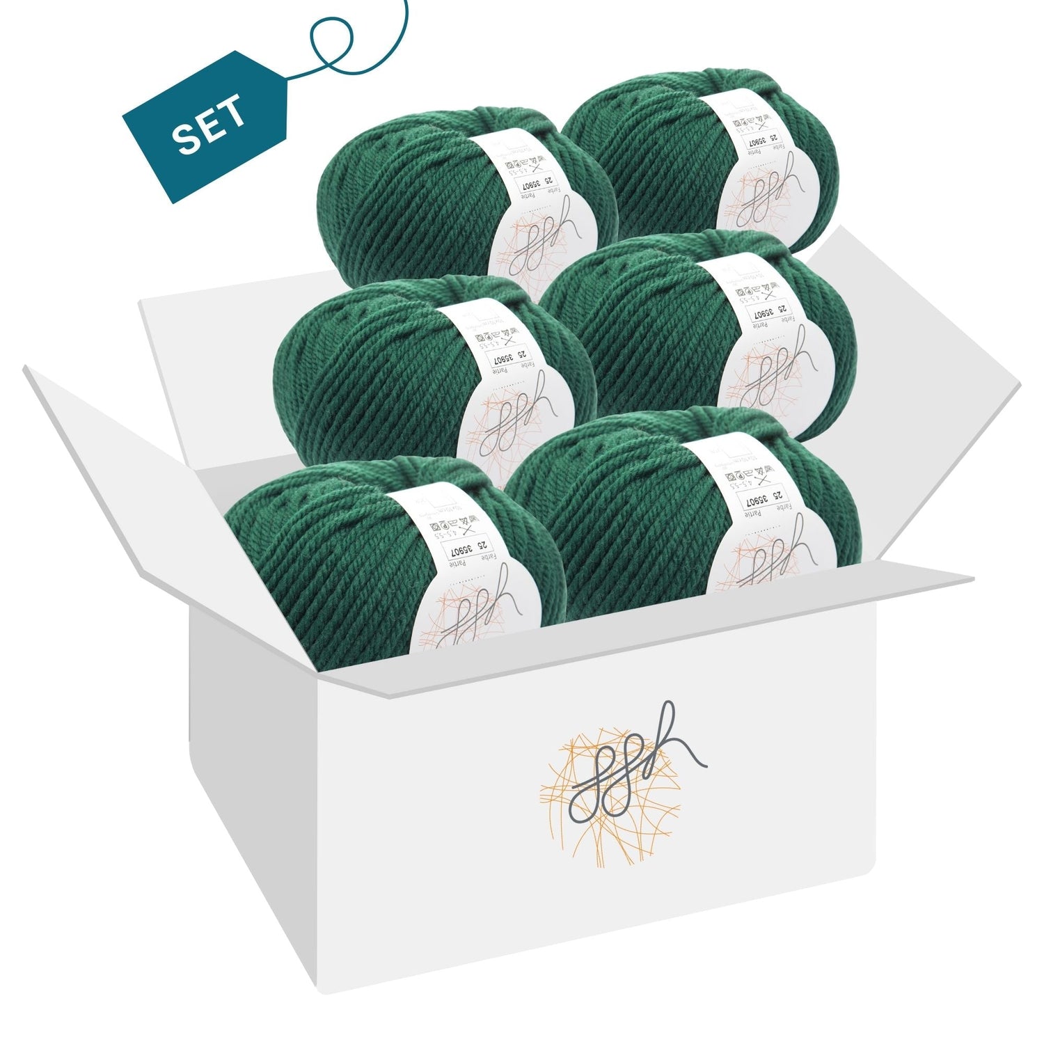 ggh Sportlife Box | Set mit 300g (6x50g) | 025 – Flaschengrün - ggh Wolle