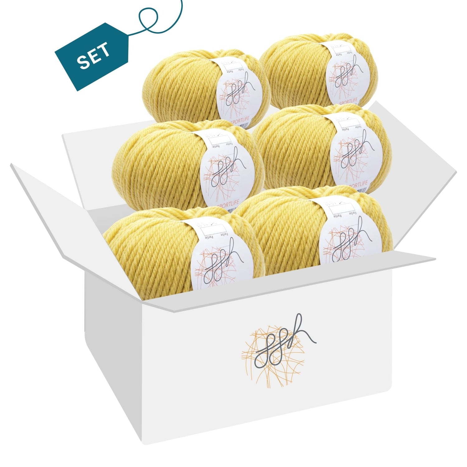 ggh Sportlife Box | Set mit 300g (6x50g) | 048 – Senfgelb - ggh Wolle