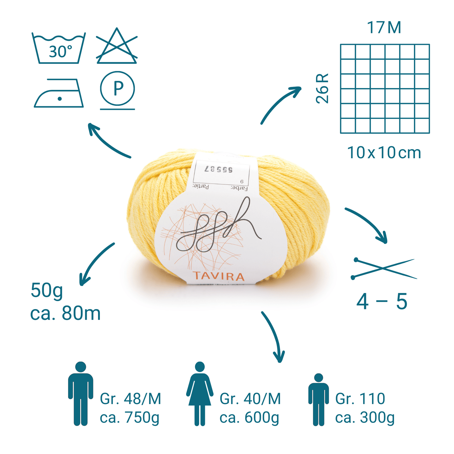 ggh Tavira | 100% Baumwolle | 80m/50g | 009 - Zitronenbonbon - ggh Wolle