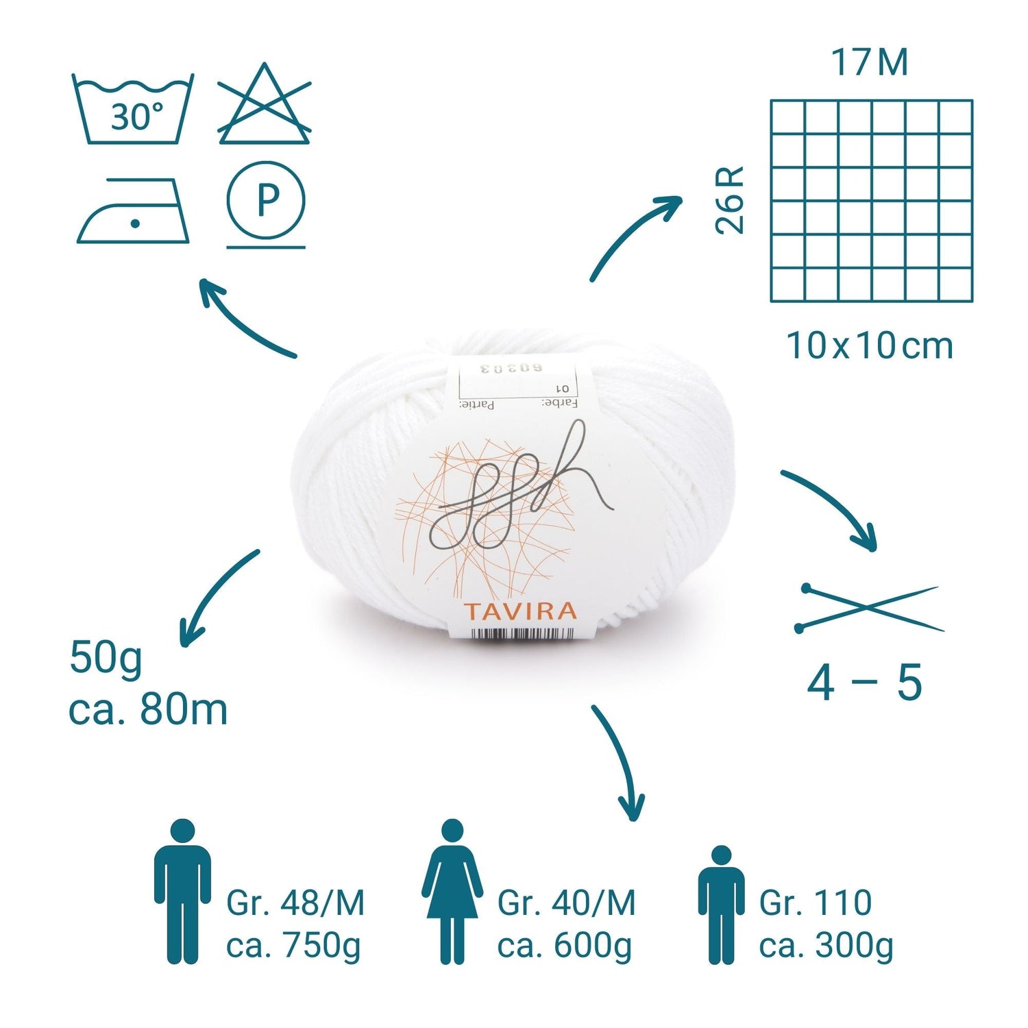 ggh Tavira | 100% Baumwolle | 80m/50g | 010 - Cremeweiß - ggh Wolle