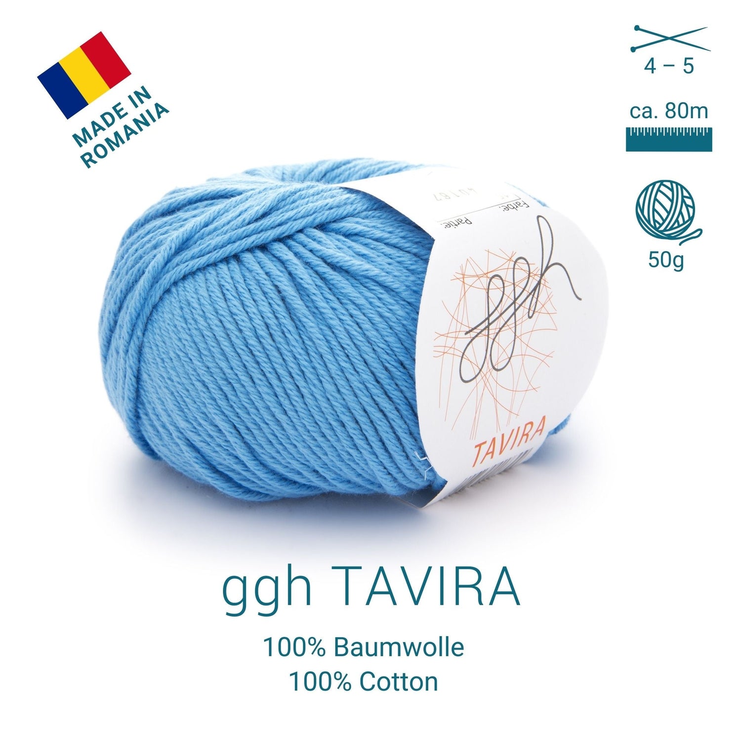 ggh Tavira | 100% Baumwolle | 80m/50g | 015 - Aqua - ggh Wolle